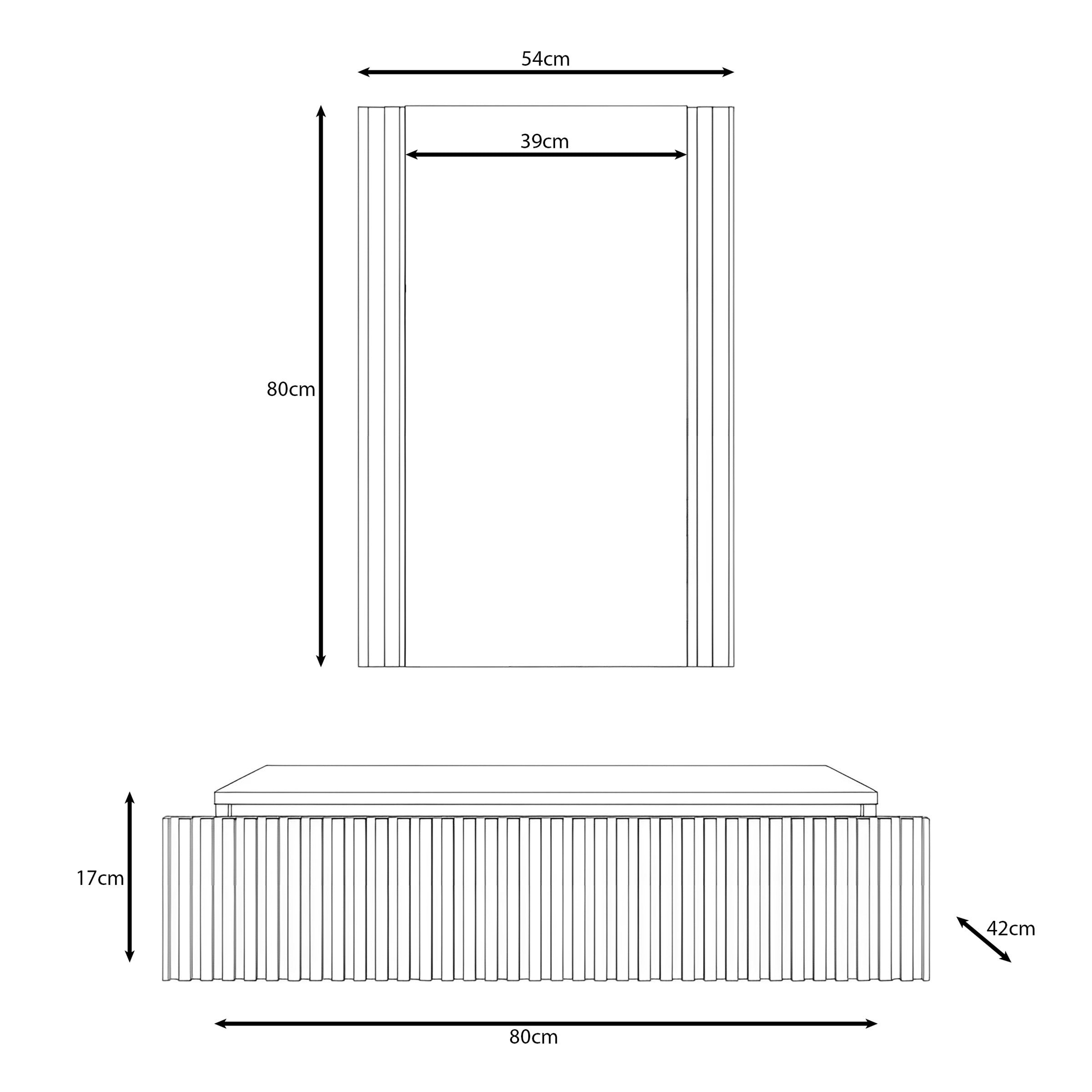Tartagal - Kaptafel met spiegel - Donkerbruin eiken - 80x42x17 cm