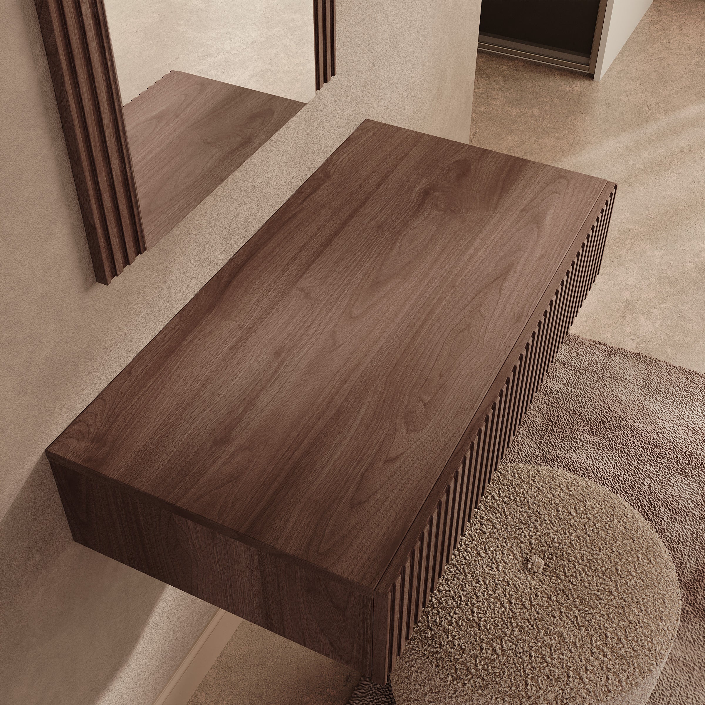 Tartagal - Kaptafel met spiegel - Donkerbruin eiken - 80x42x17 cm