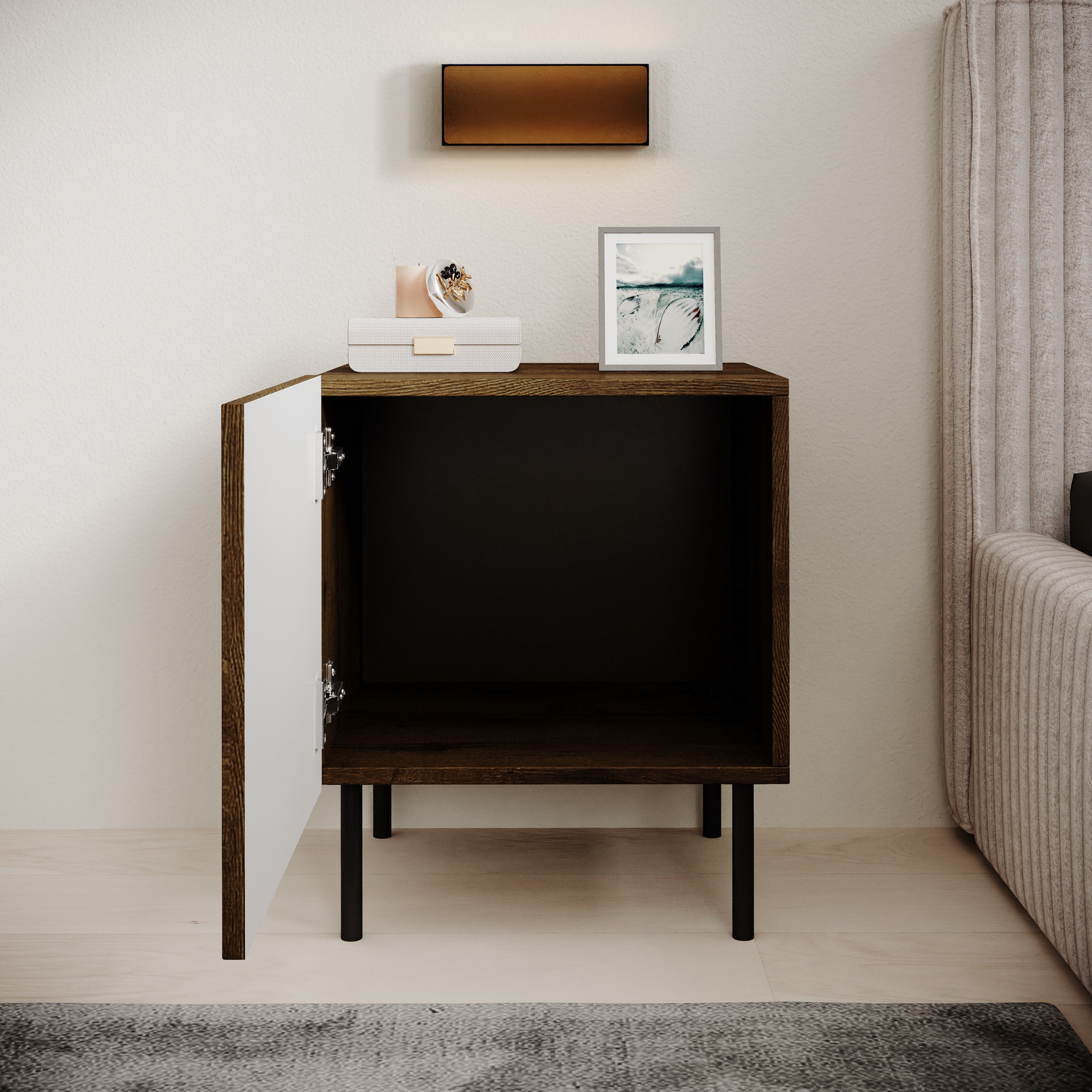 VASAGLE Bedside Table, Side Table, 45 x 45 x 60 cm, with Open Compartment, 2 Drawers, Living Room, Bedroom, Rustic Brown and Black LET067B01 VASAGLE Bedside Table, Side Table, 45 x 45 x 60 cm, with Open Compartment, 2 Drawers, Living Room, Bedroom, Rustic Brown and Black LET067B01