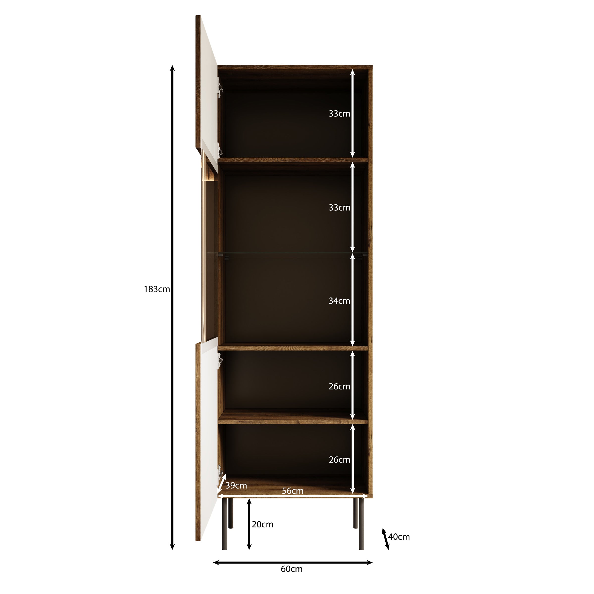 Tartagal - Vitrinekast - Donkerbruin - 60x40x183 cm
