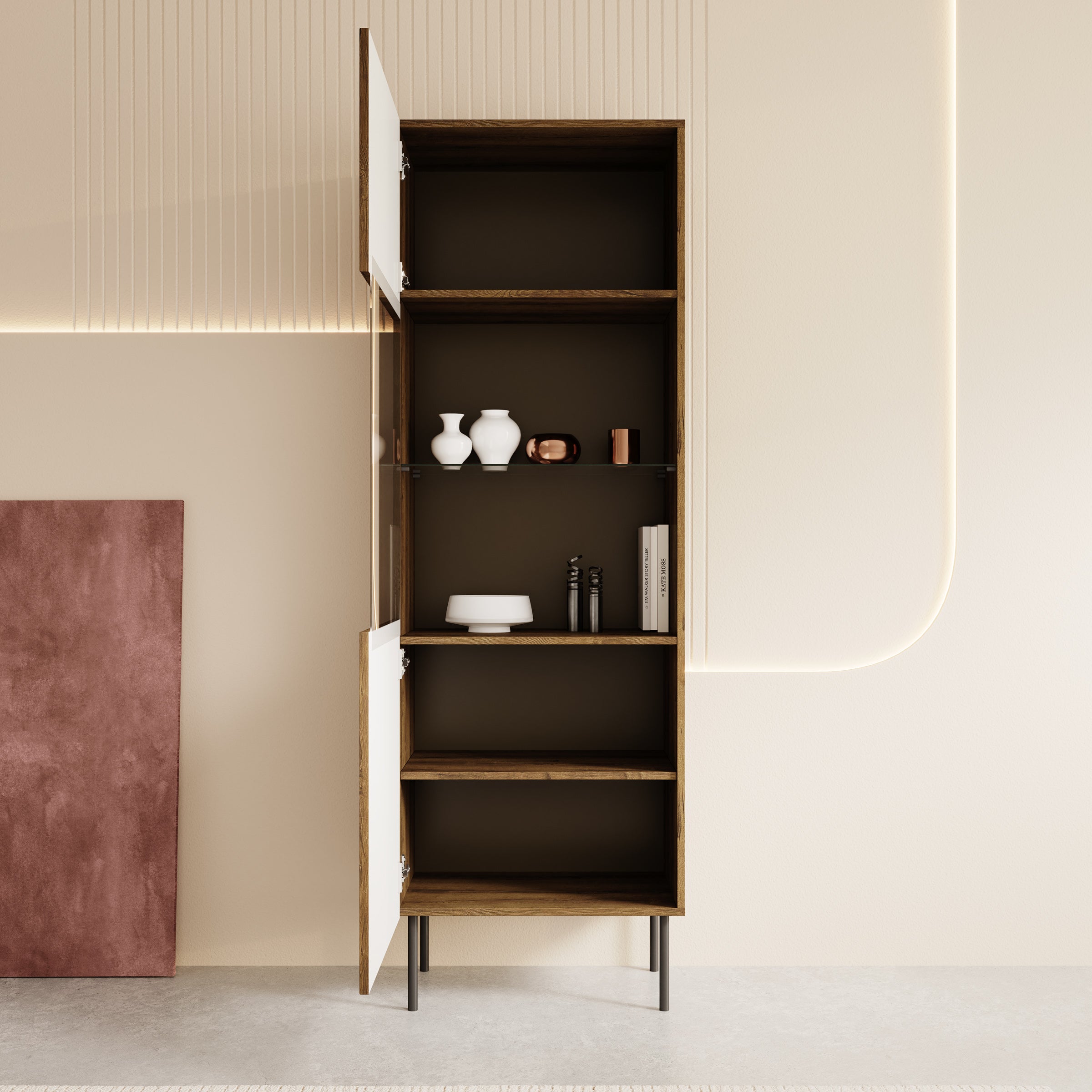 Tartagal - Vitrinekast - Donkerbruin - 60x40x183 cm