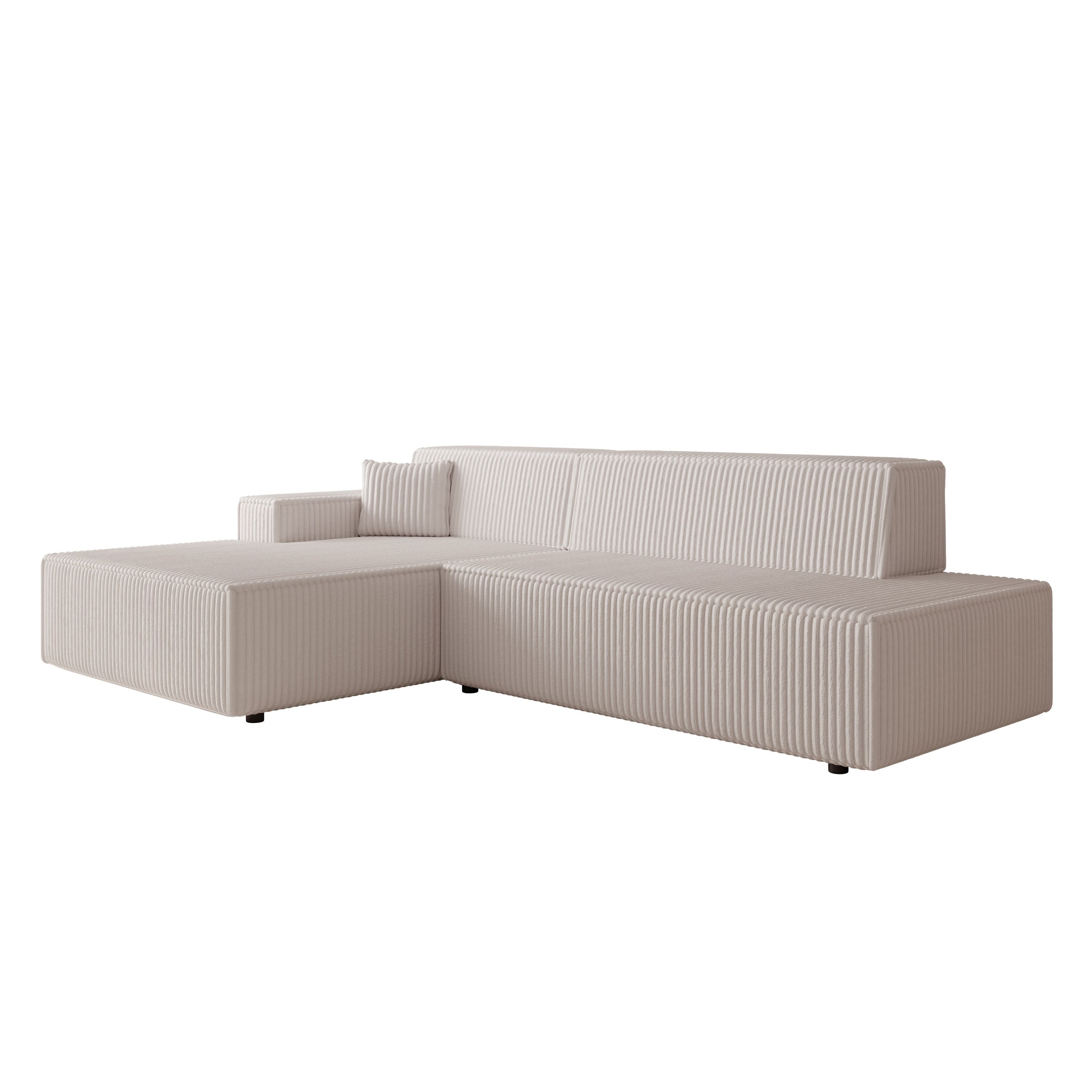 Tasmania - Hoekbank 3-zits met slaapfunctie - Ribstof beige - Links