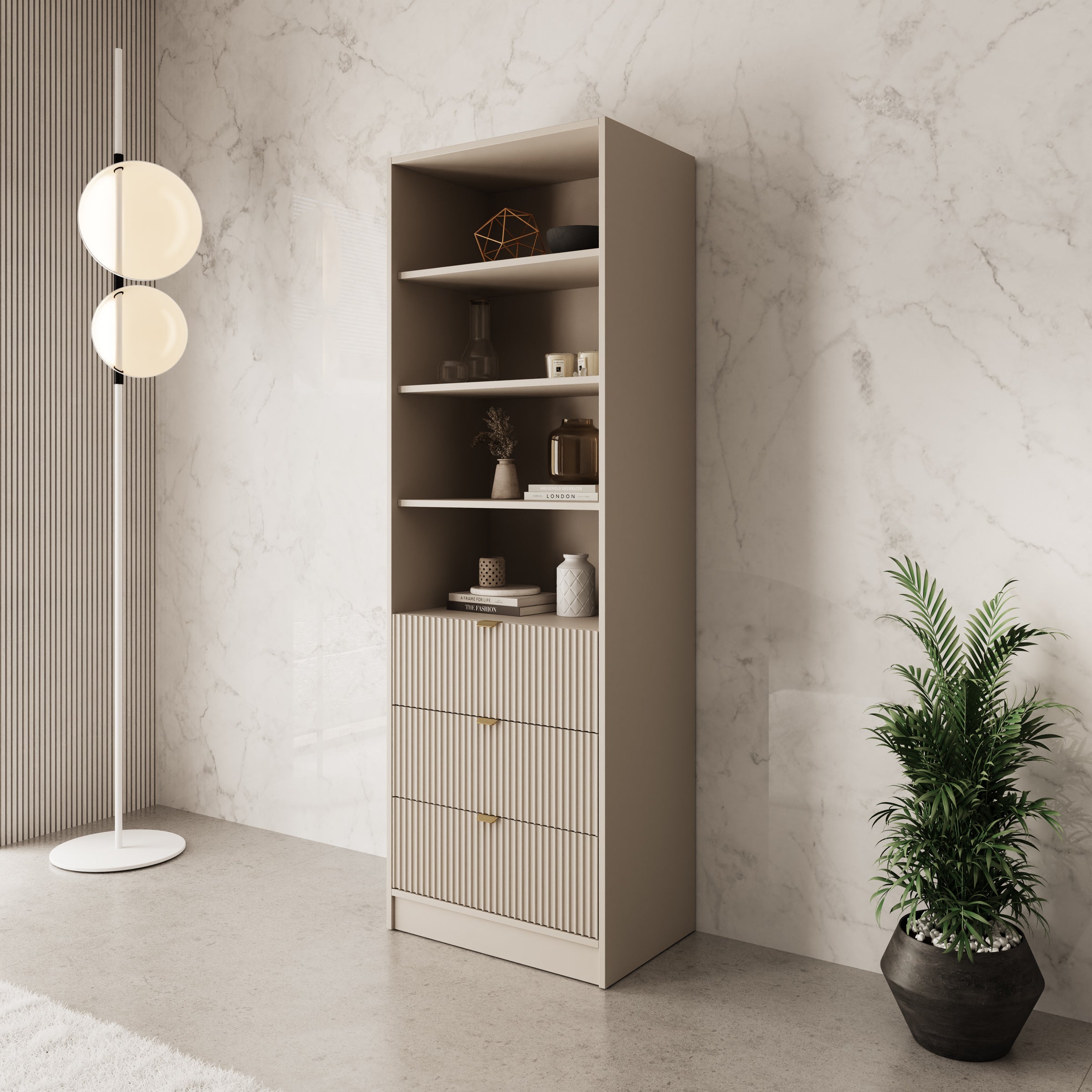 Tavares - Boekenkast - Beige - 60x40x 180 cm