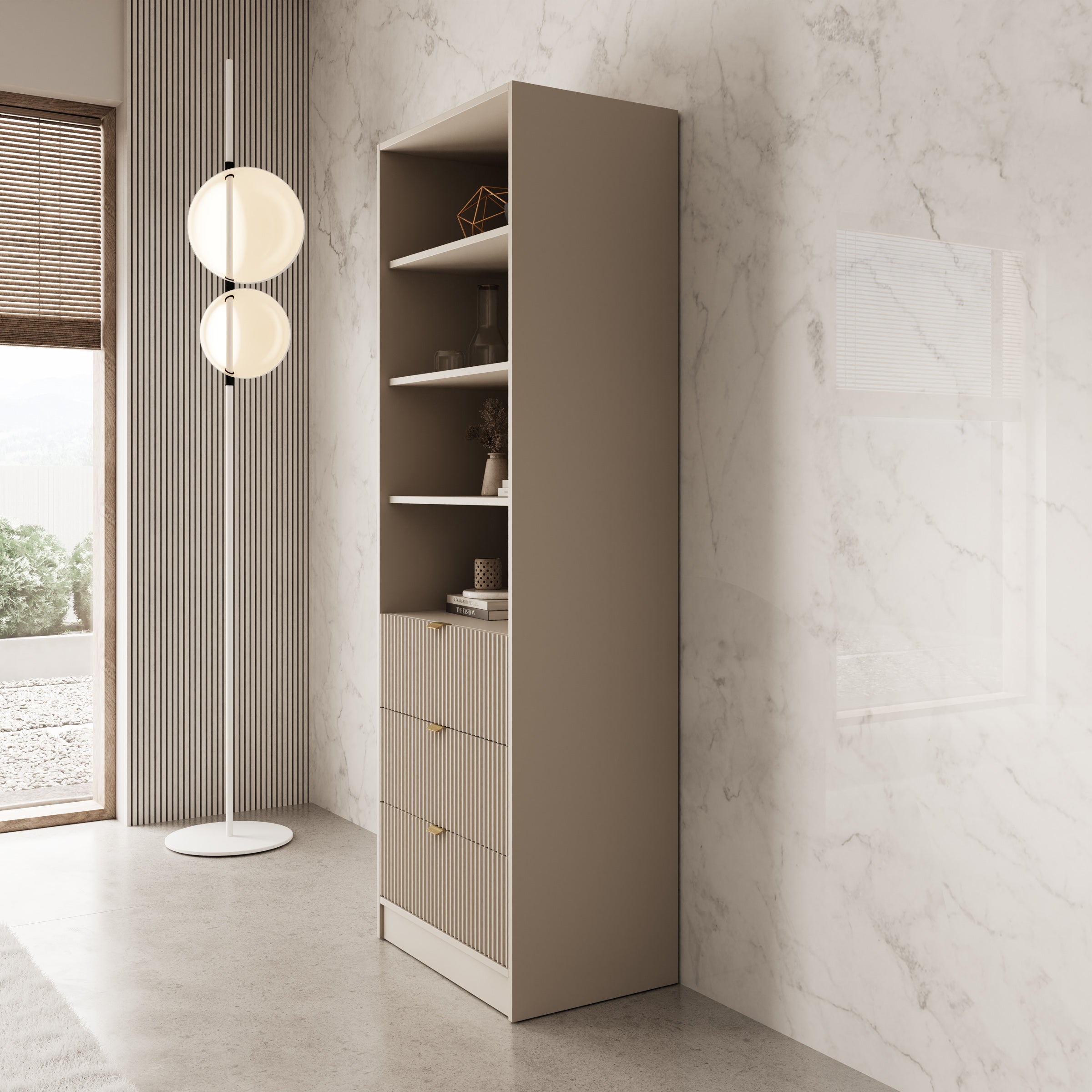 Tavares - Boekenkast - Beige - 60x40x 180 cm