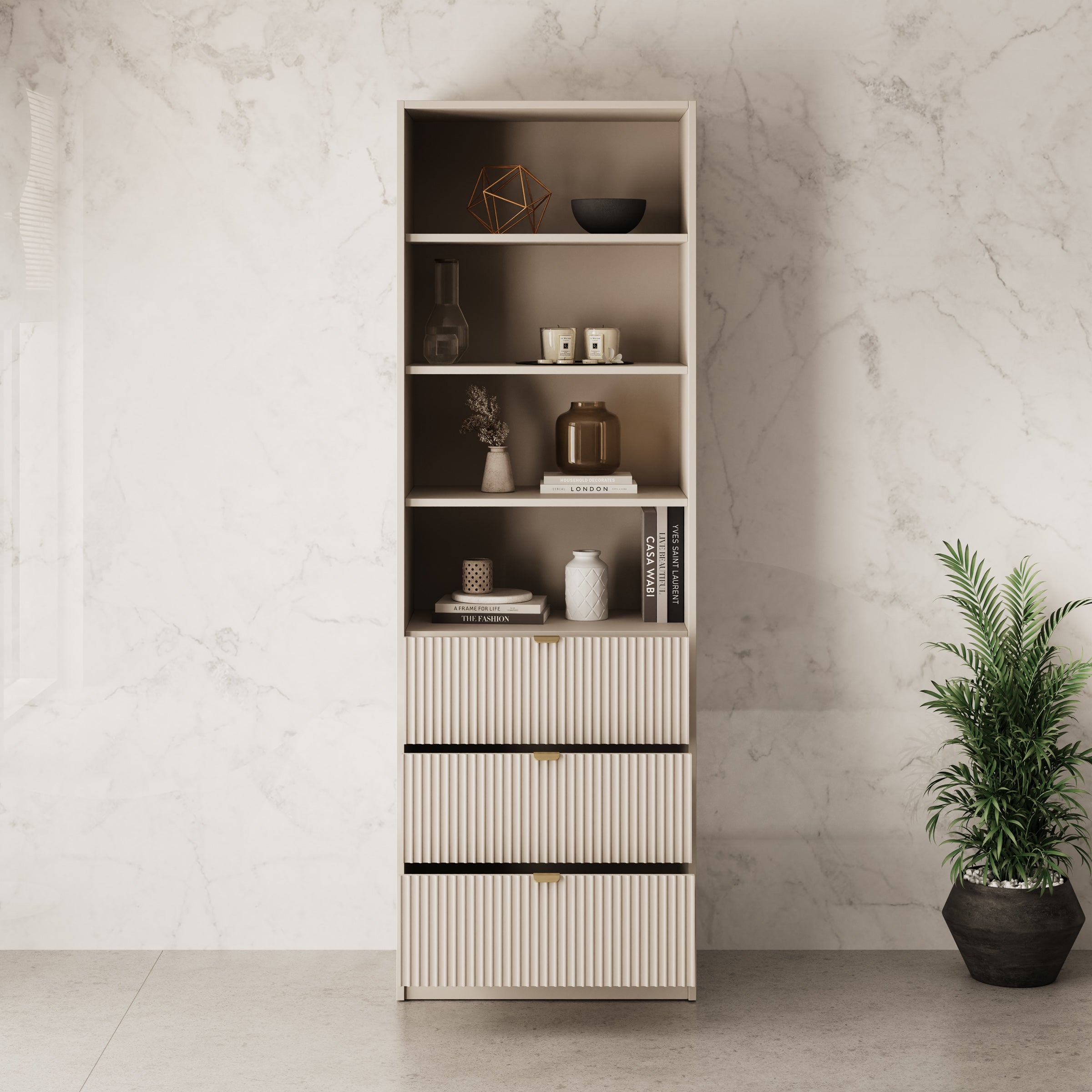 Tavares - Boekenkast - Beige - 60x40x 180 cm