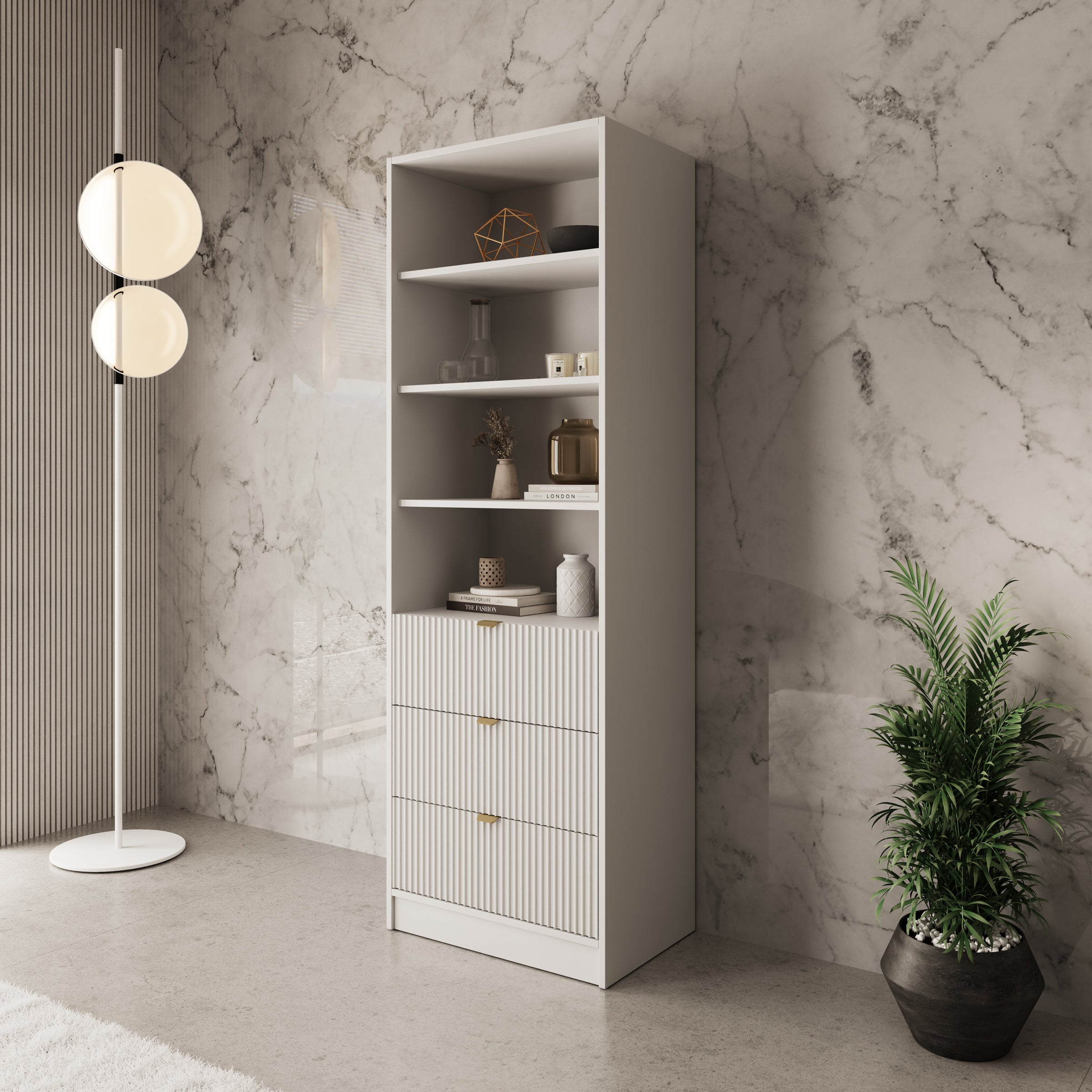 Tavares - Boekenkast - Wit - 60x40x 180 cm