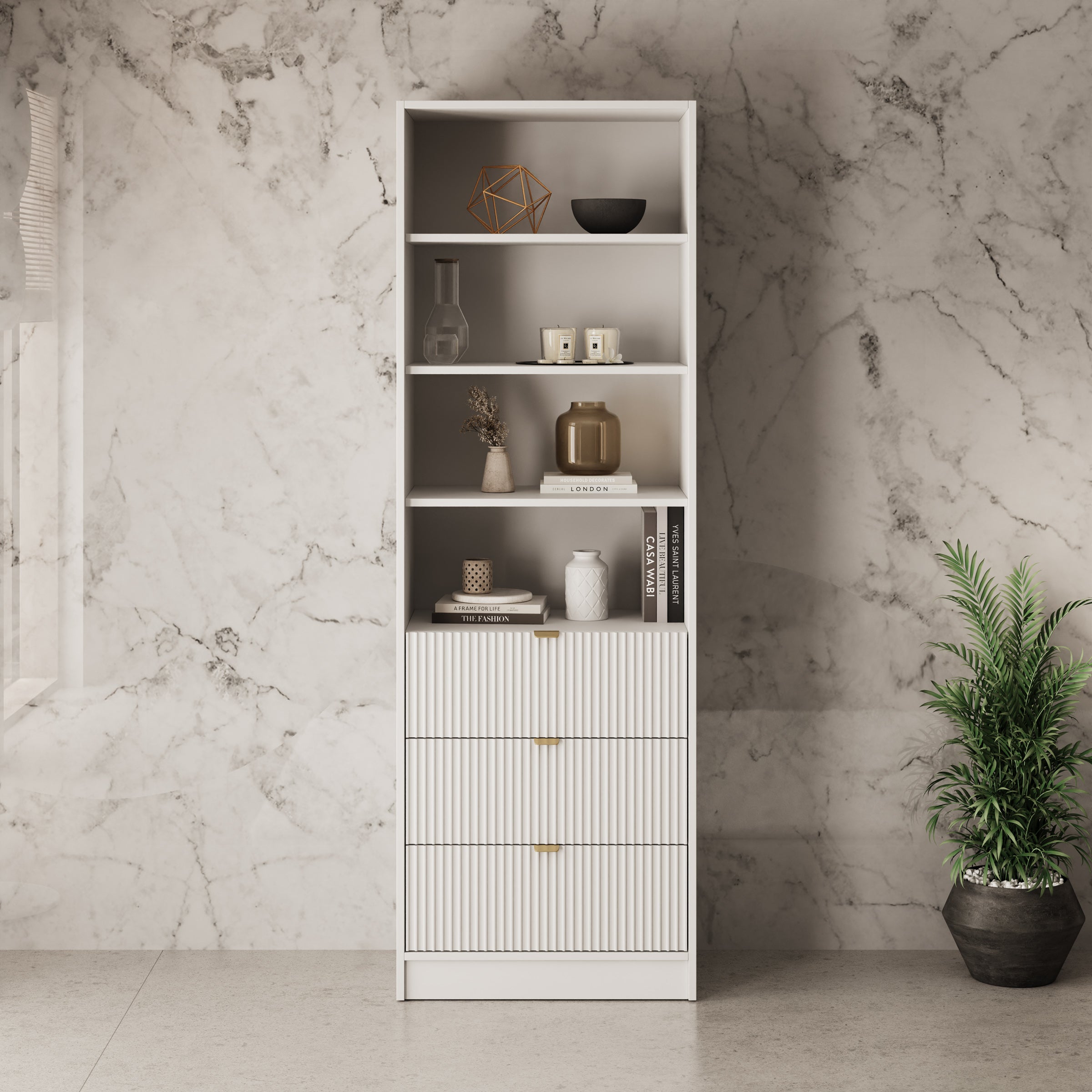 Tavares - Boekenkast - Wit - 60x40x 180 cm