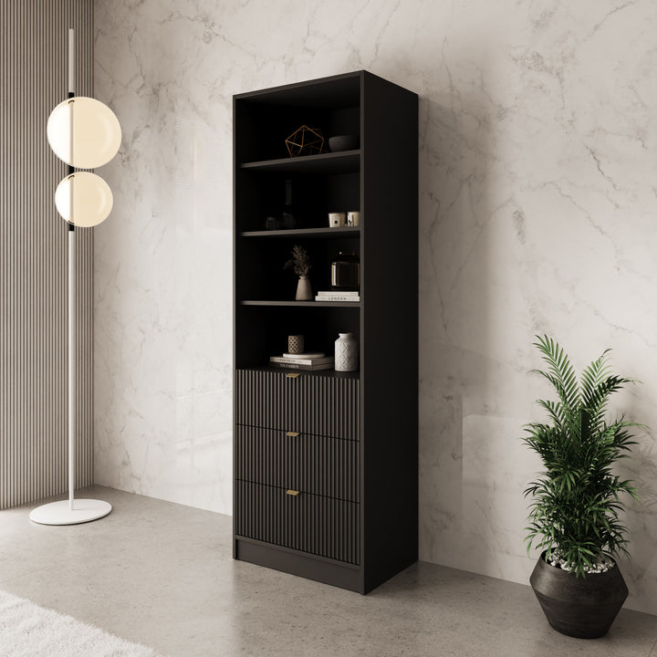 Tavares - Boekenkast - Zwart - 60x40x 180 cm