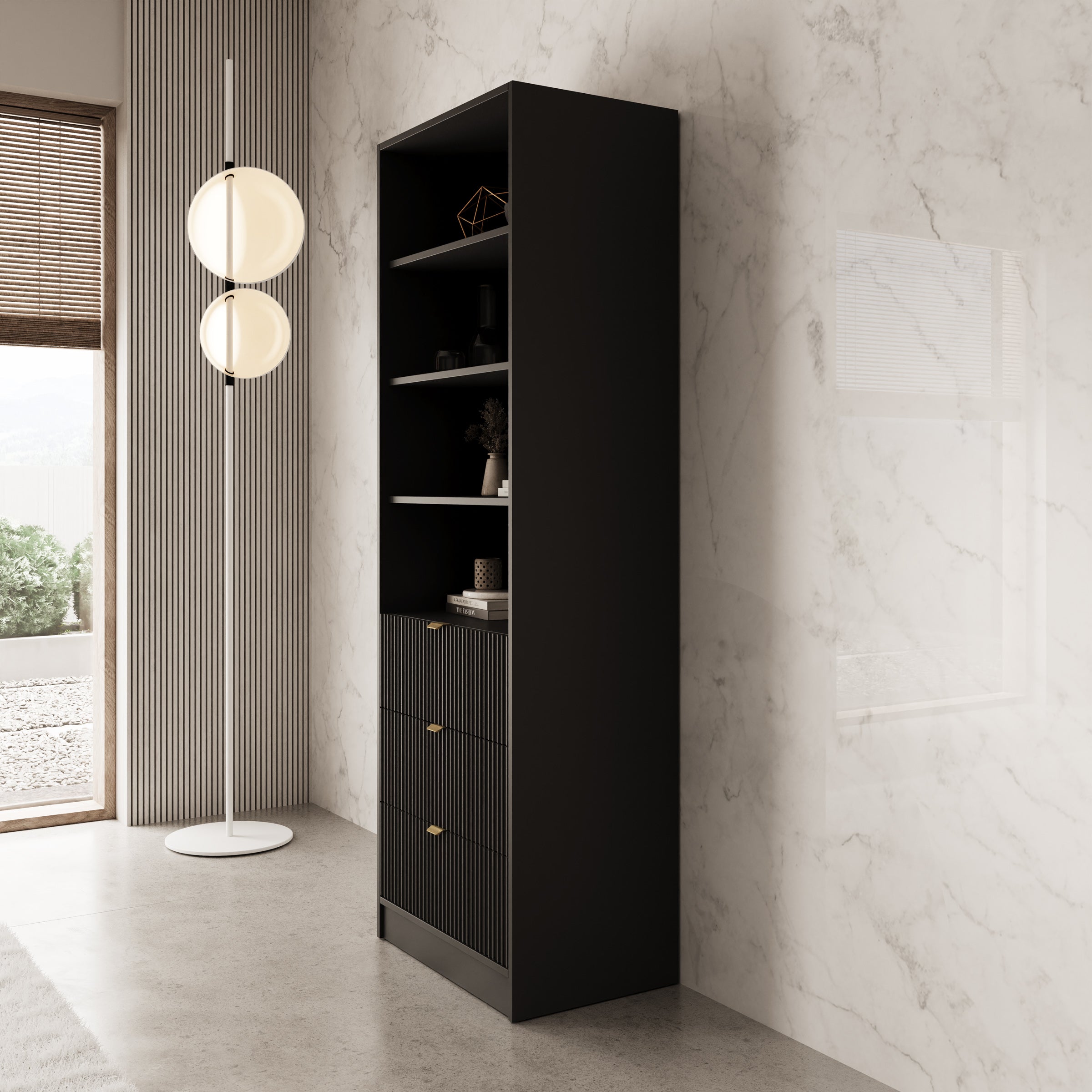 Tavares - Boekenkast - Zwart - 60x40x 180 cm