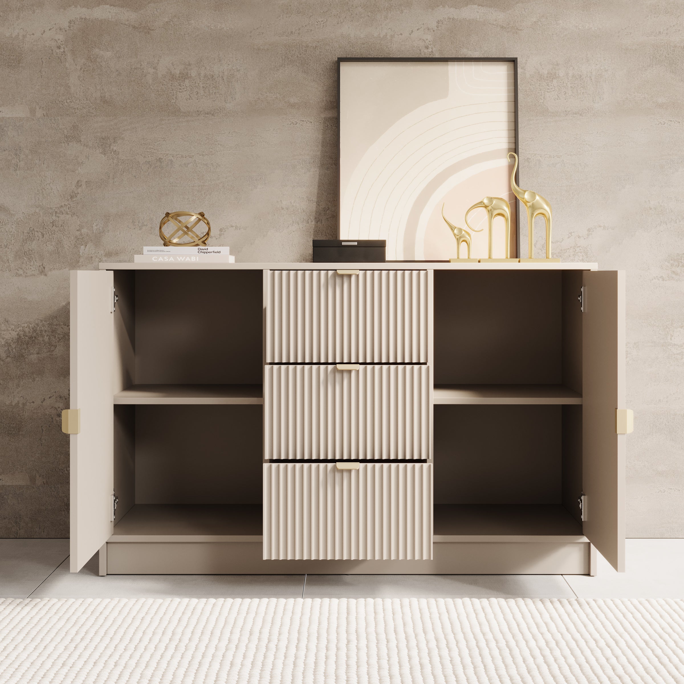 Tavares - Dressoir - Beige - 118x40x75 cm