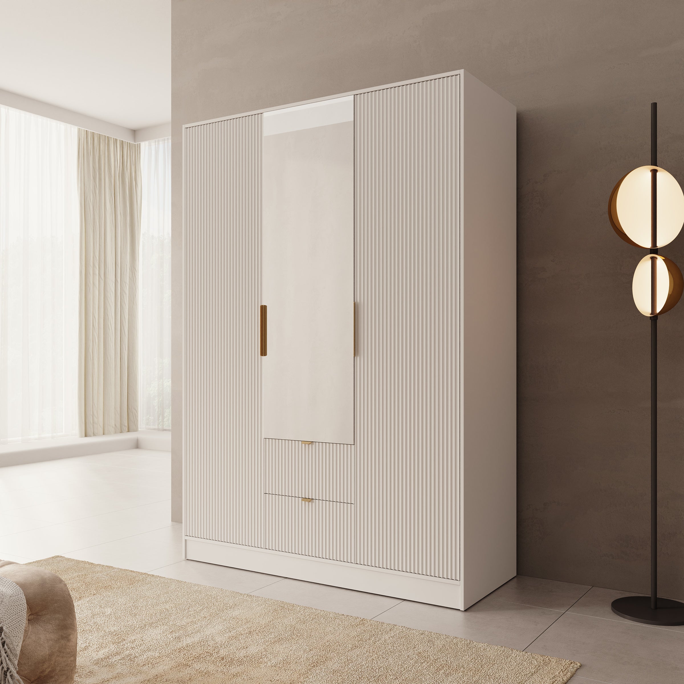 Tavares - Kledingkast 3 deurs - Wit - 151x60x216 cm