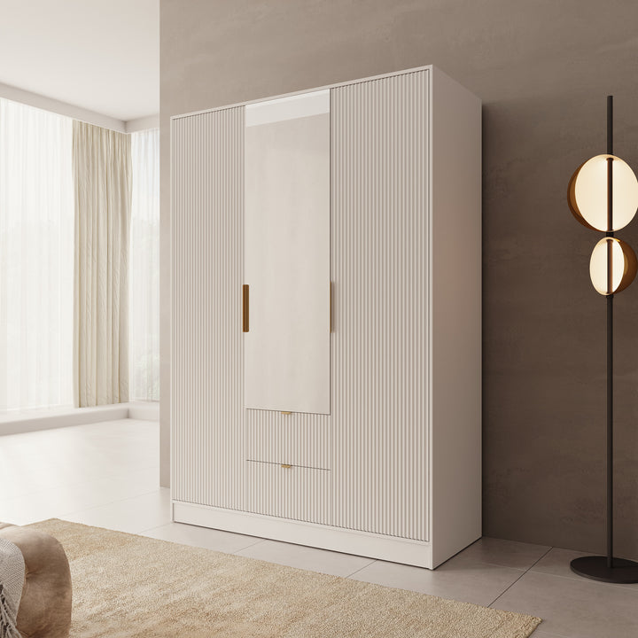 Tavares - Kledingkast 3 deurs - Wit - 151x60x216 cm