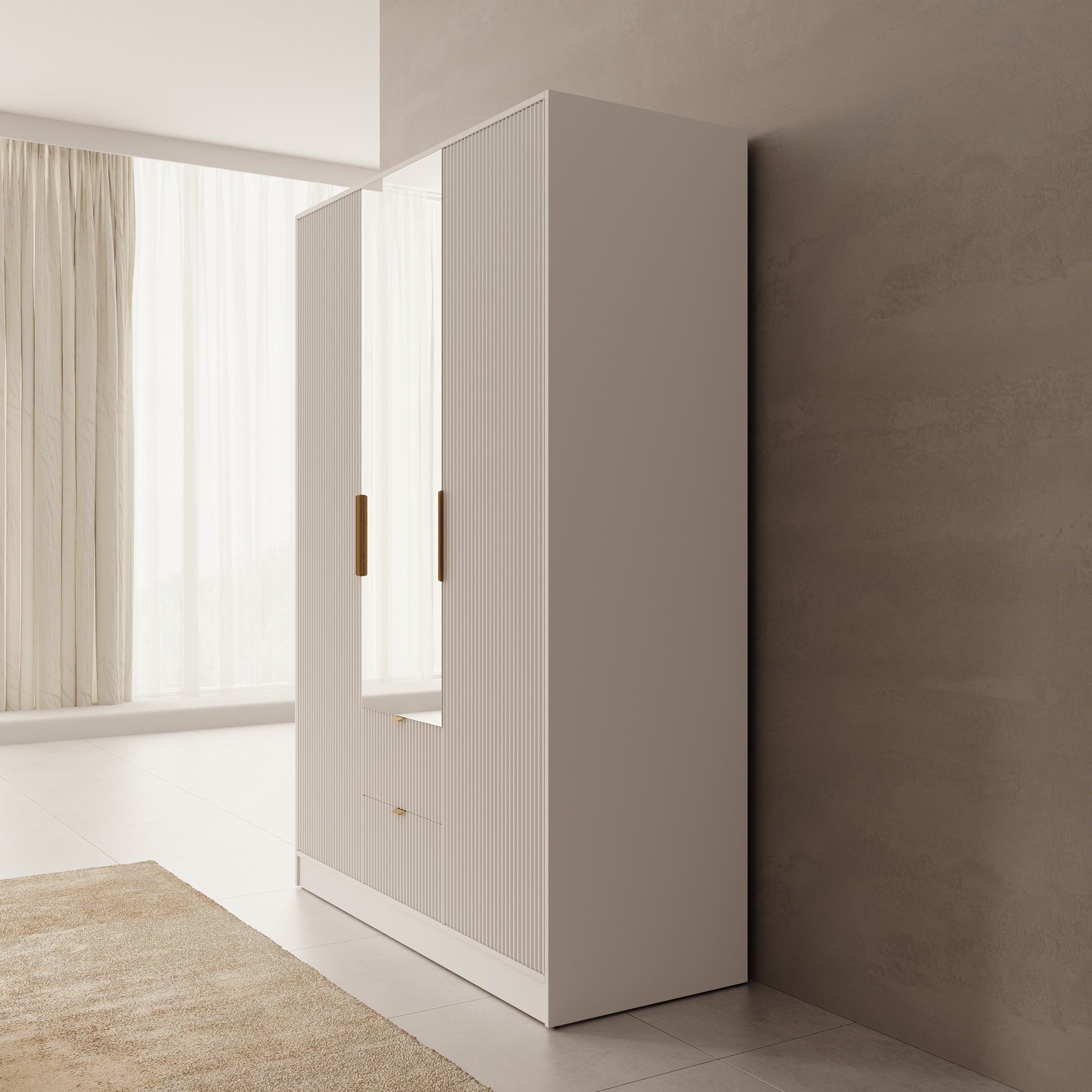 Tavares - Kledingkast 3 deurs - Wit - 151x60x216 cm