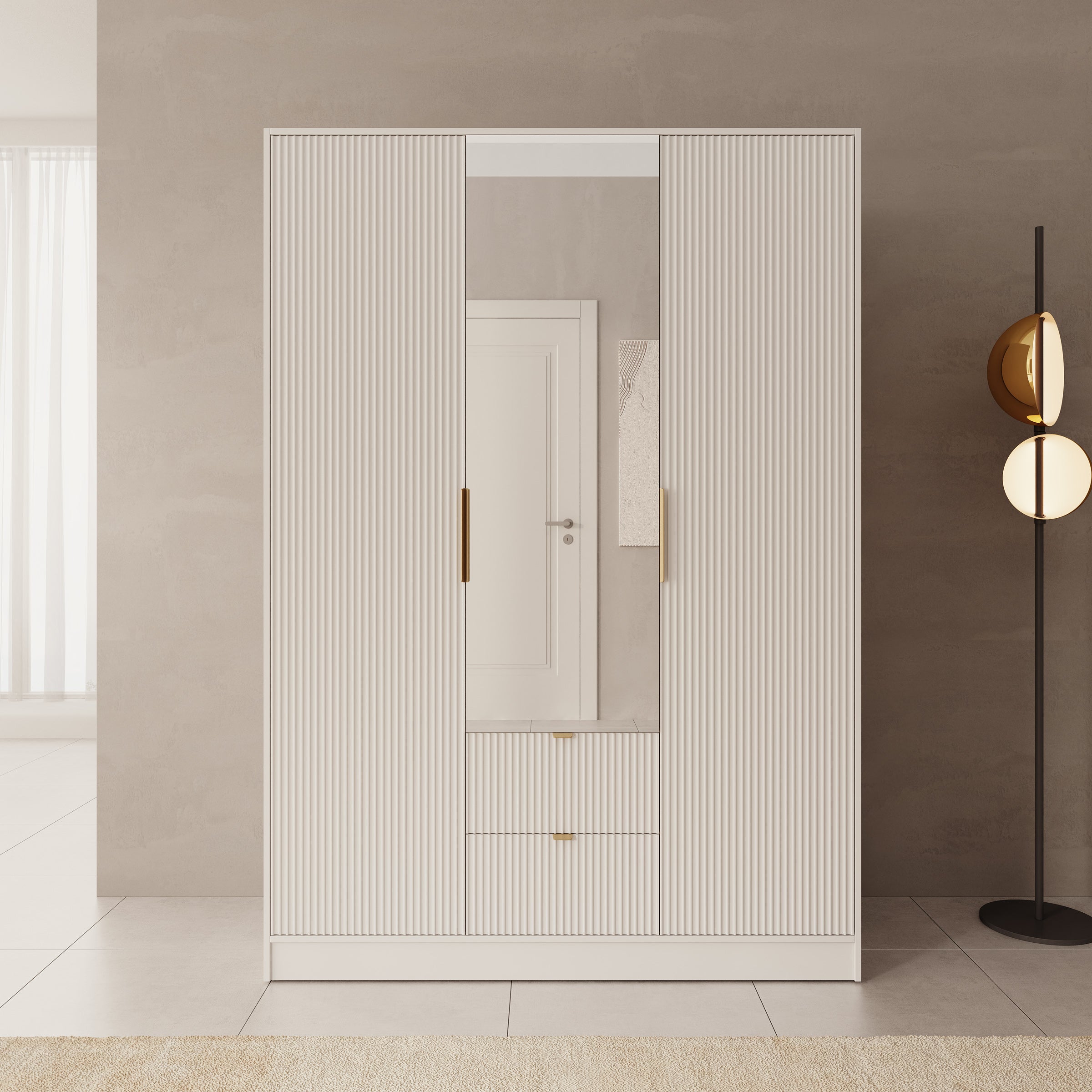 Tavares - Kledingkast 3 deurs - Wit - 151x60x216 cm