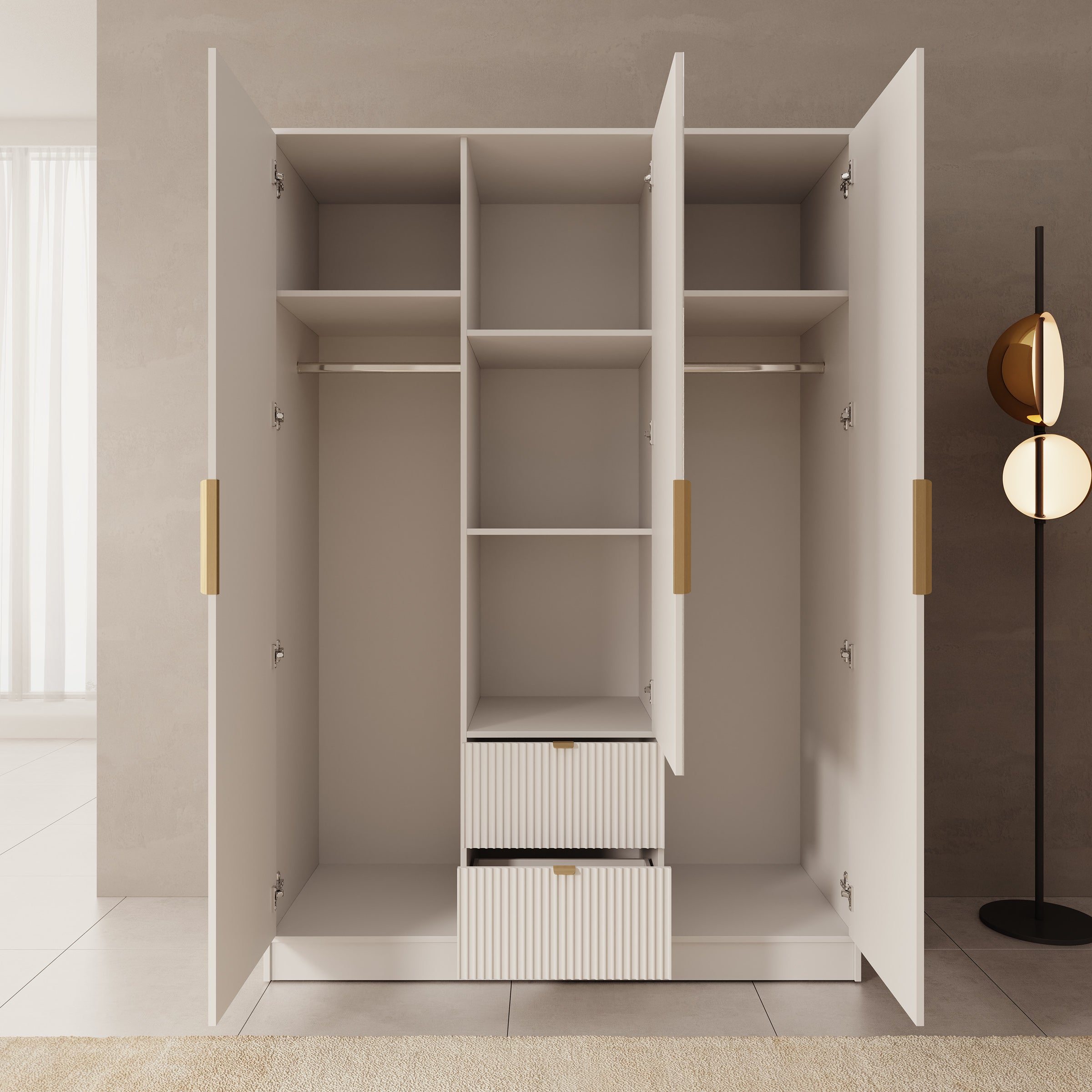 Tavares - Kledingkast 3 deurs - Wit - 151x60x216 cm