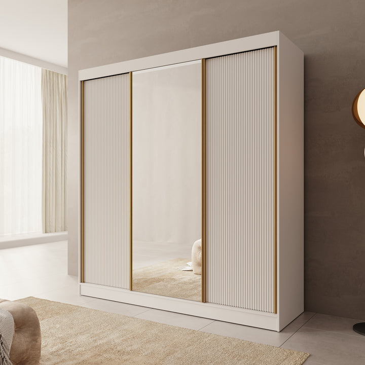 Tavares - Kledingkast 3 schuifdeuren - Wit - 200x60x216 cm