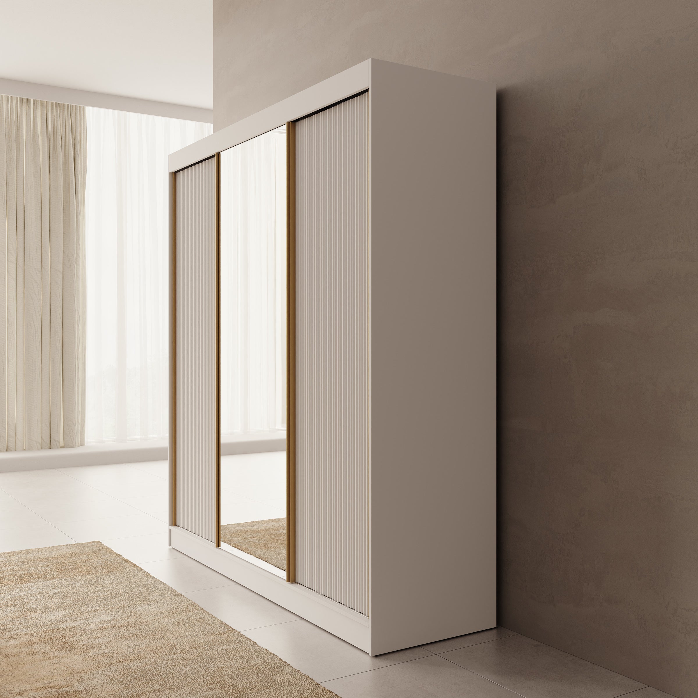 Tavares - Kledingkast 3 schuifdeuren - Wit - 200x60x216 cm