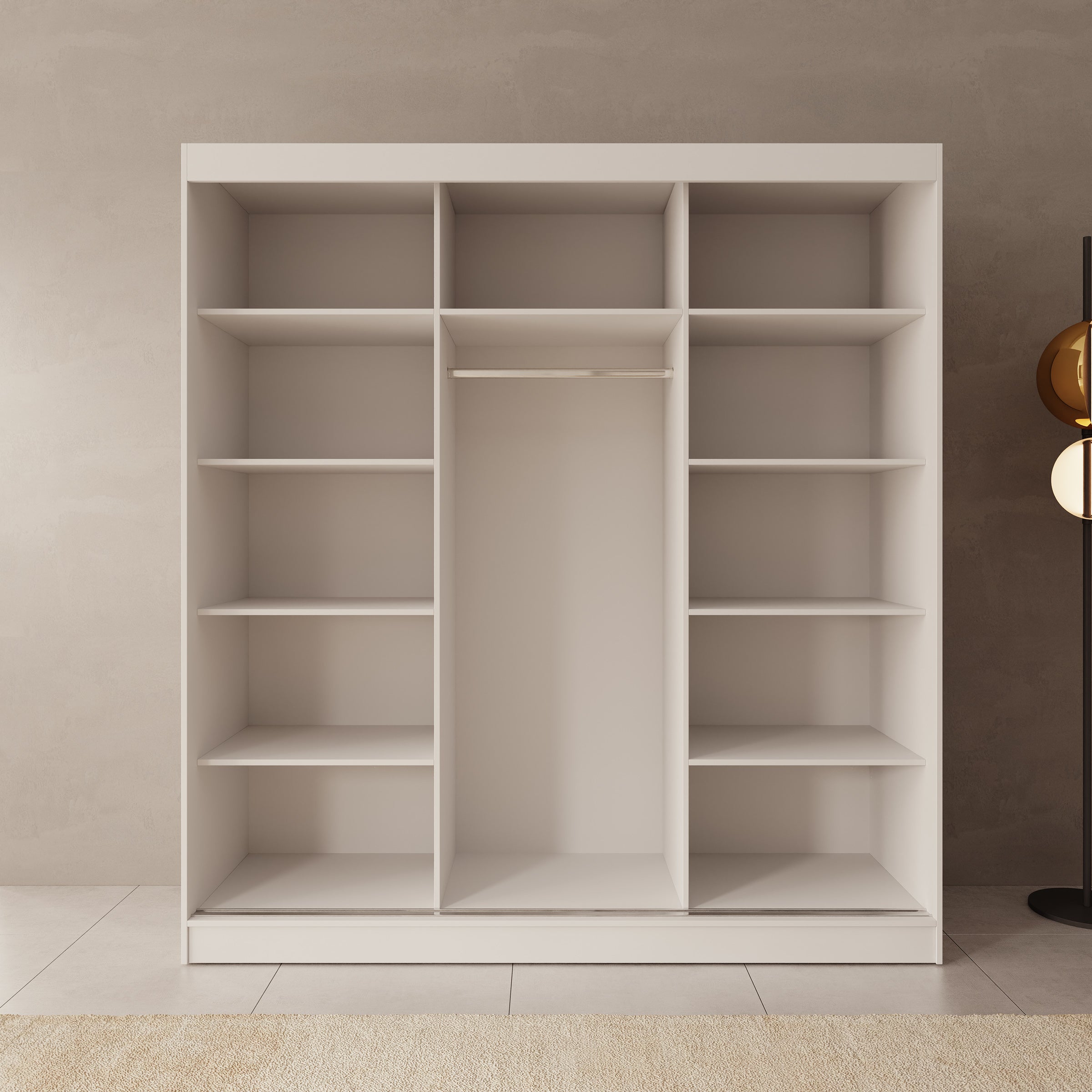 Tavares - Kledingkast 3 schuifdeuren - Wit - 200x60x216 cm