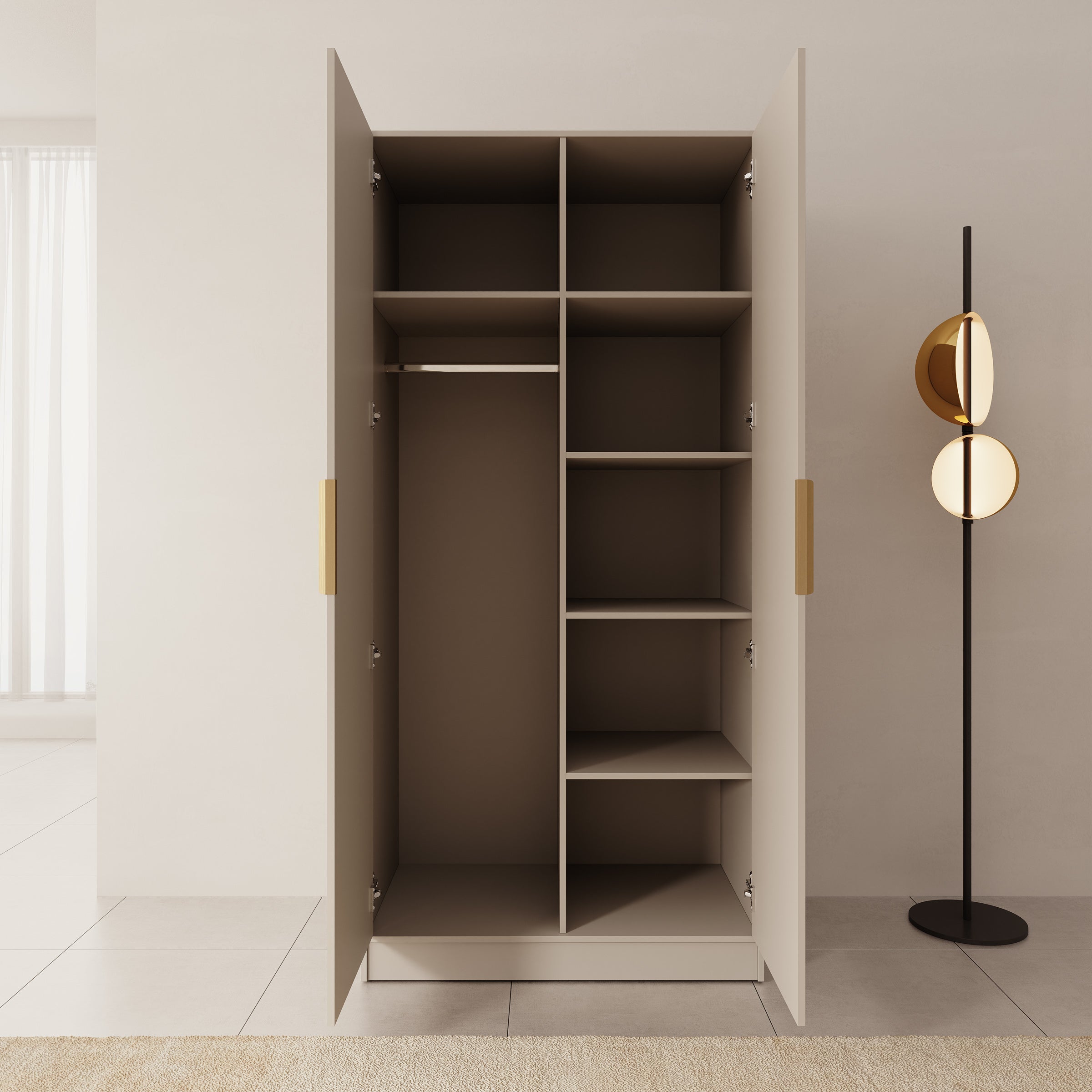 Tavares - Kledingkast met 2 deuren - Beige - 102x60x216 cm