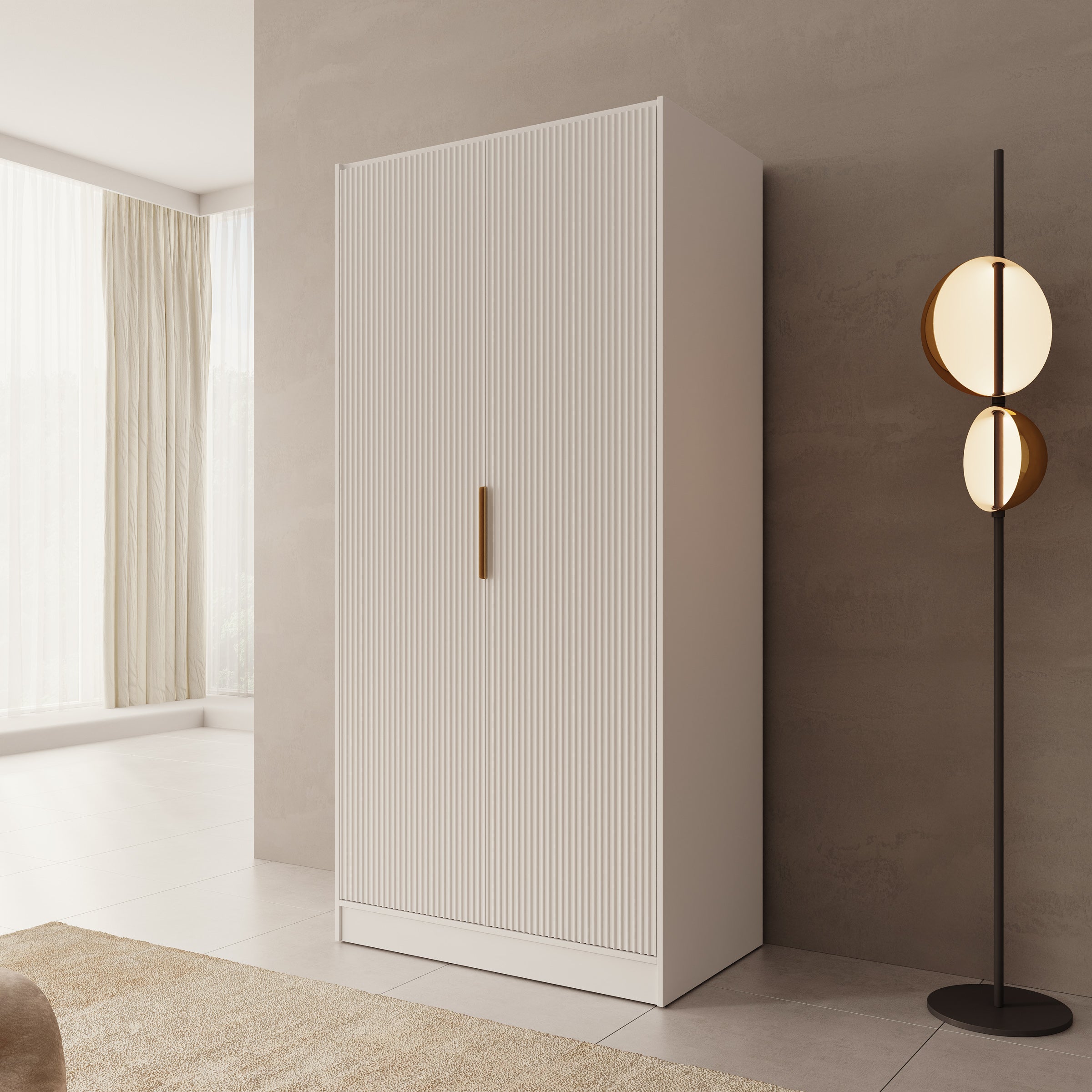 Tavares - Kledingkast met 2 deuren - Wit - 102x60x216 cm