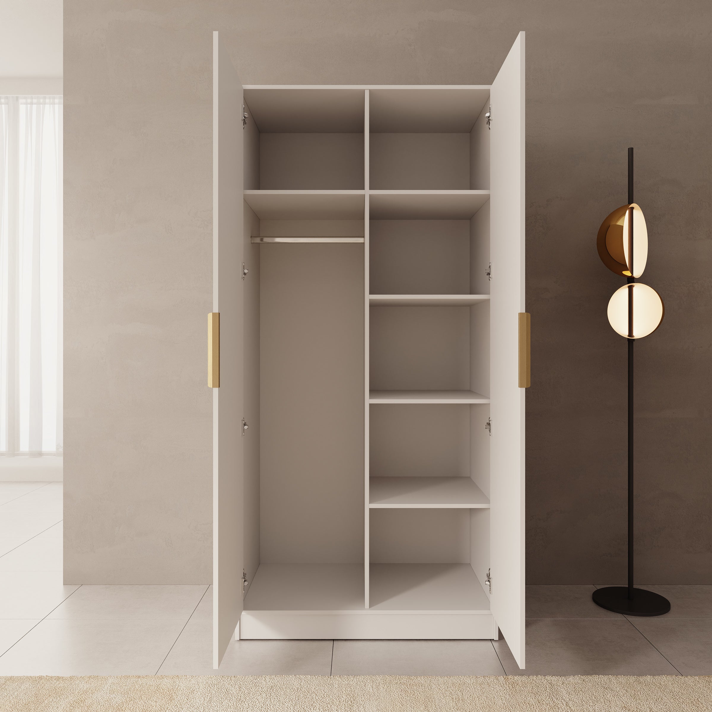 Tavares - Kledingkast met 2 deuren - Wit - 102x60x216 cm