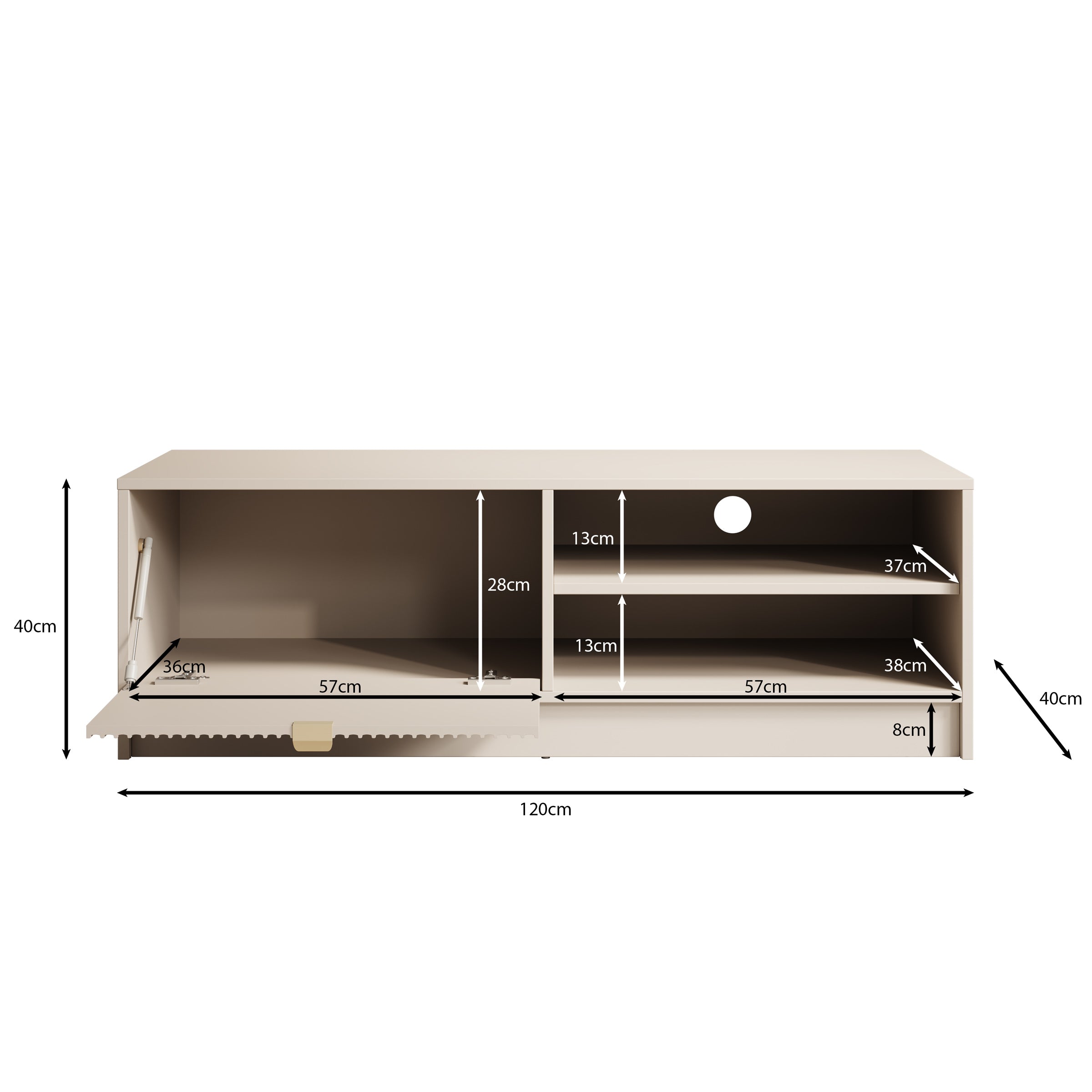 Tavares - TV-Meubel - Beige - 120x40x40 cm