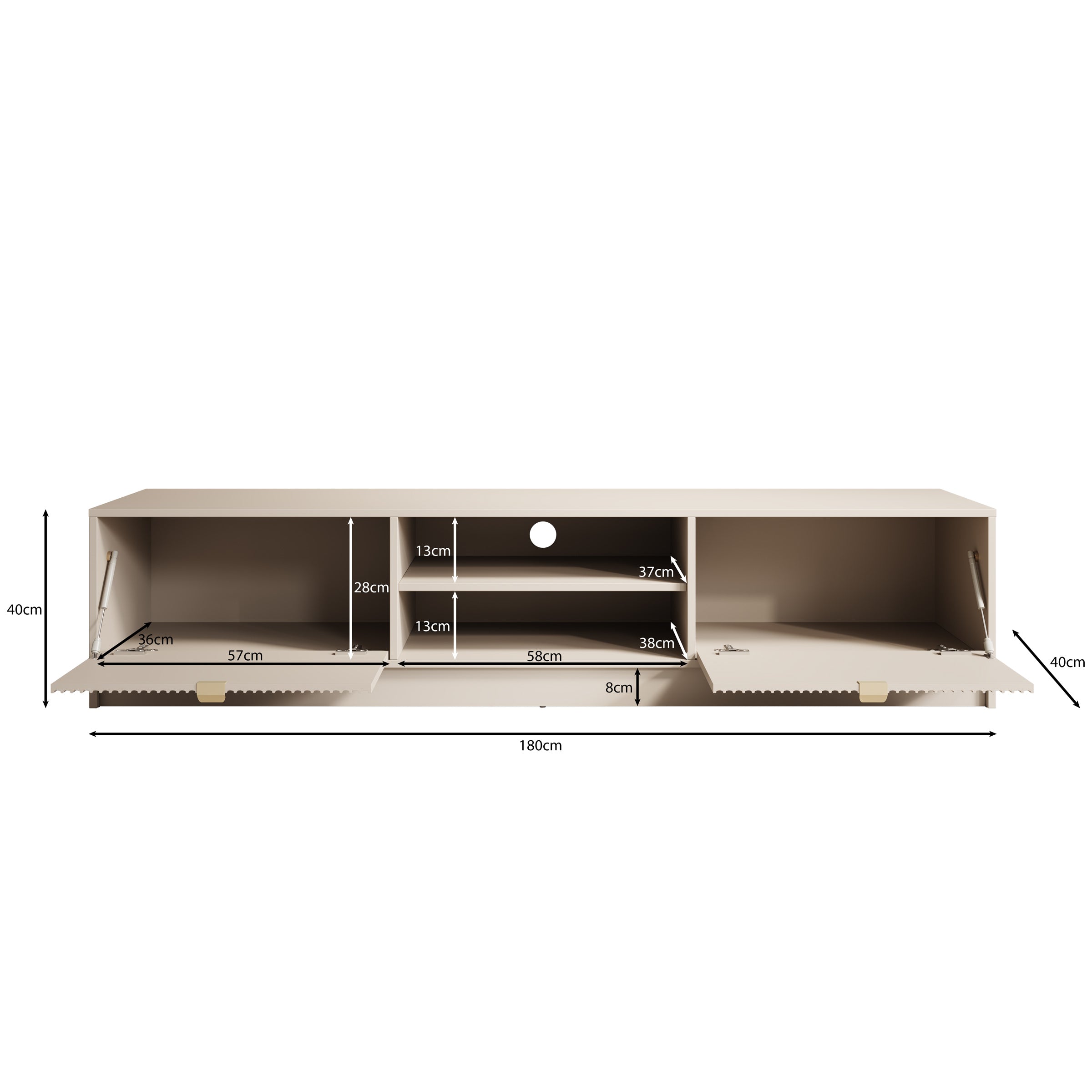 Tavares - TV-Meubel - Beige - 180x40x40 cm