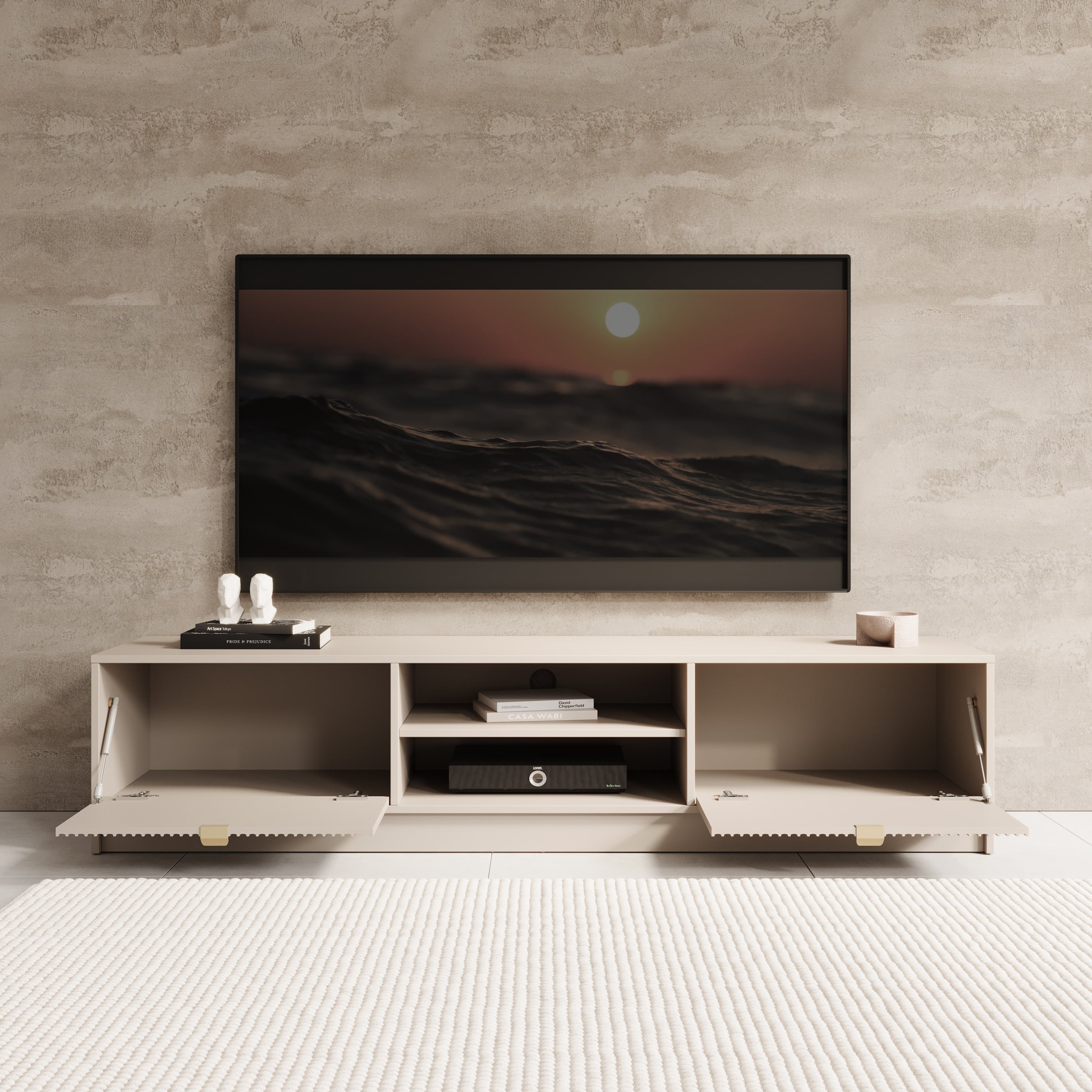 Tavares - TV-Meubel - Beige - 180x40x40 cm