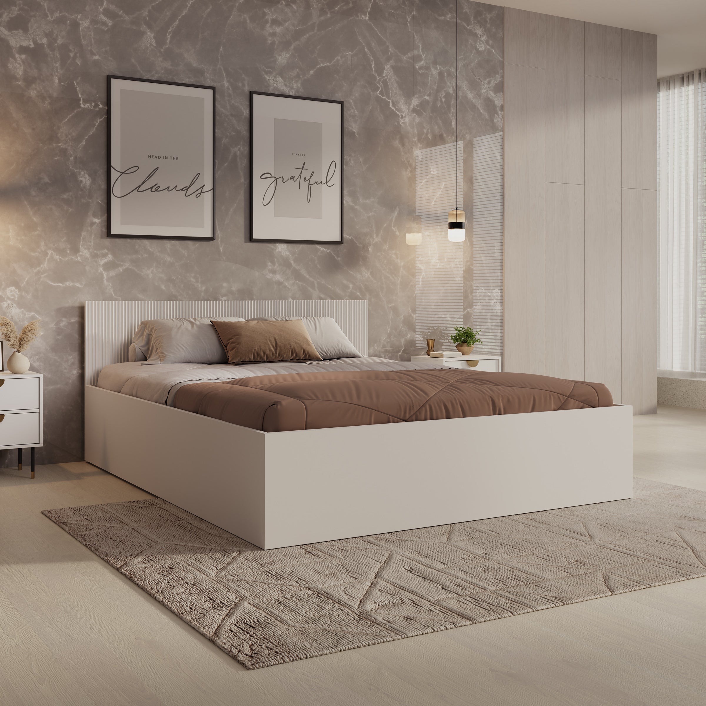 Tavares - Tweepersoonsbed met opbergruimte - Wit - 160x200 cm