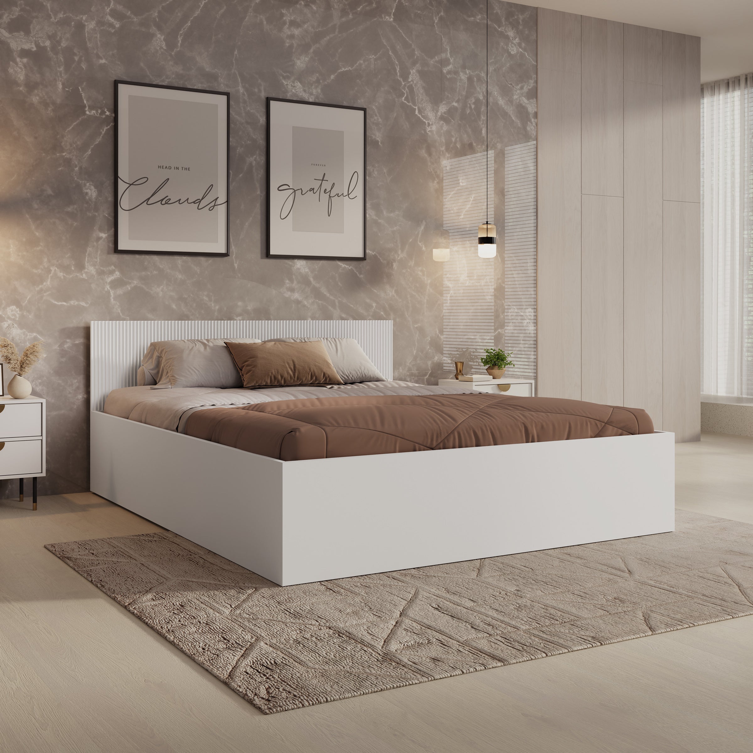 Tavares - Tweepersoonsbed met opbergruimte - Wit - 160x200 cm