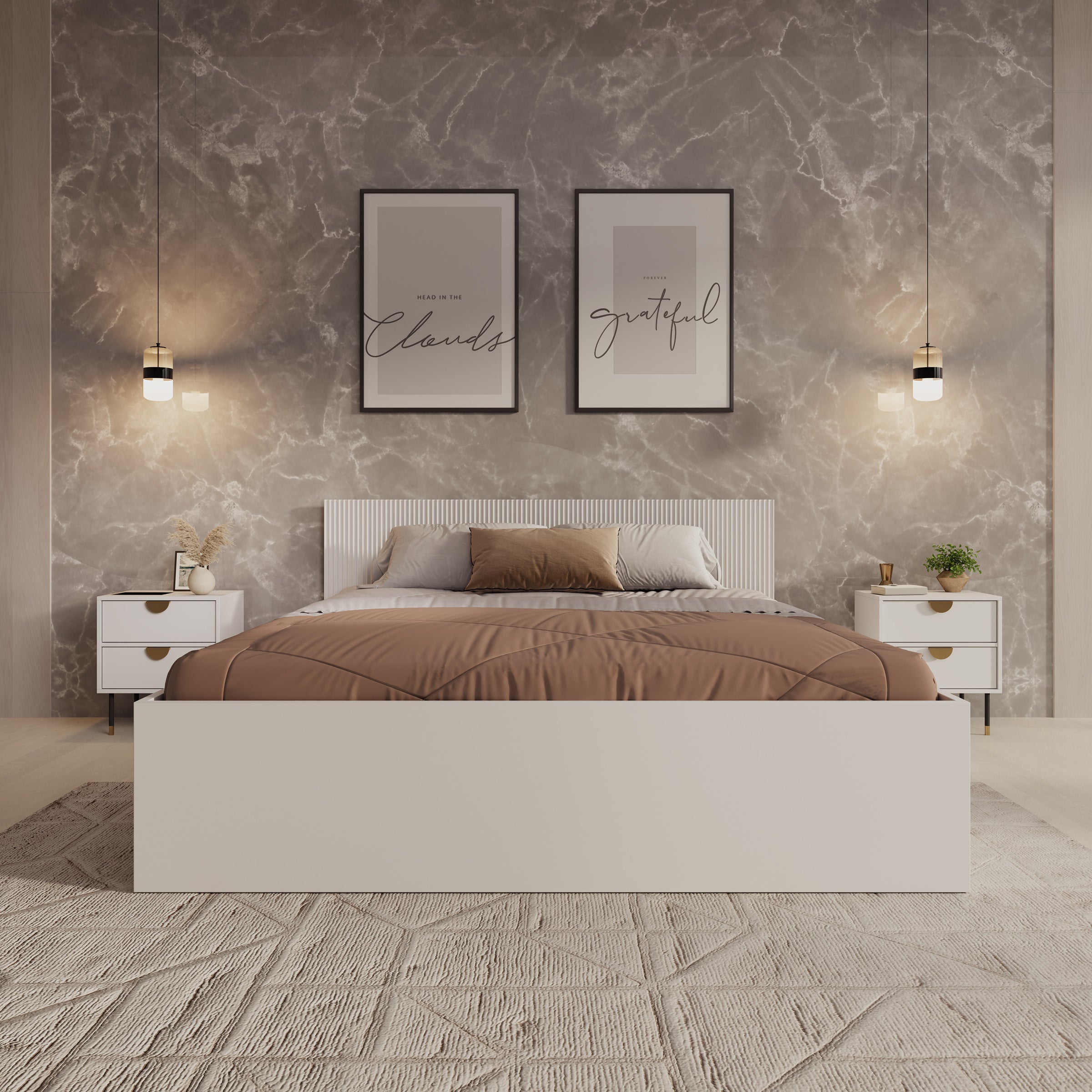 Tavares - Tweepersoonsbed met opbergruimte - Wit - 160x200 cm