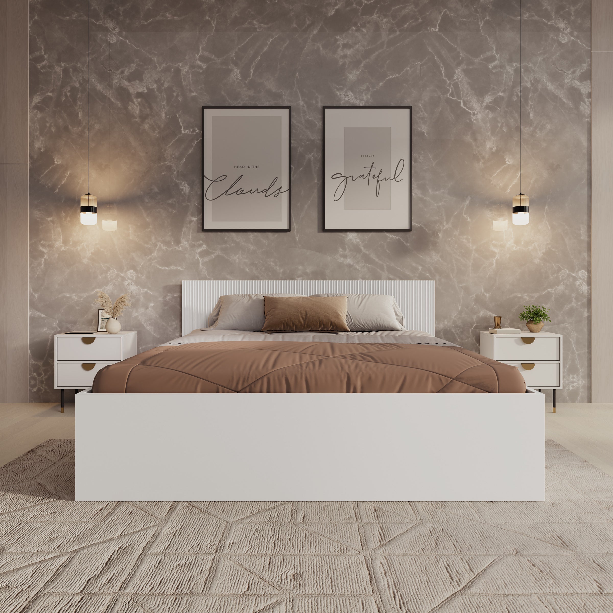 Tavares - Tweepersoonsbed met opbergruimte - Wit - 160x200 cm