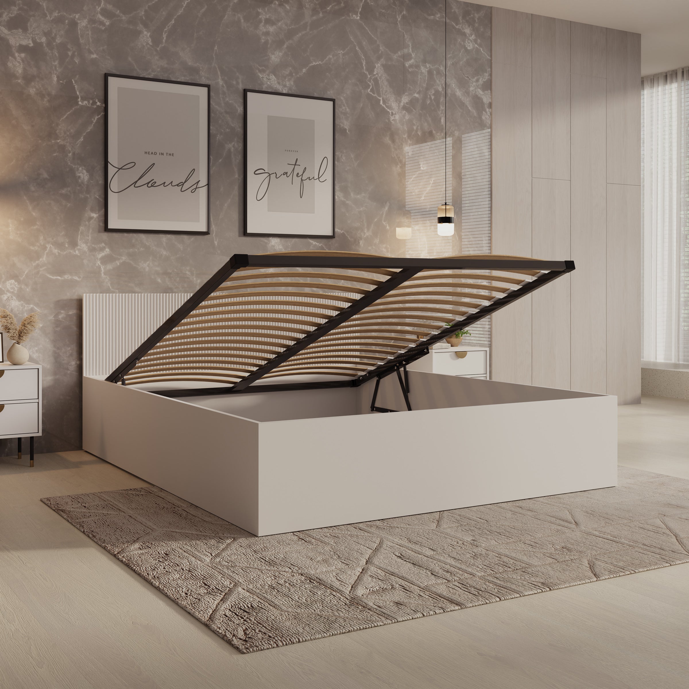 Tavares - Tweepersoonsbed met opbergruimte - Wit - 160x200 cm