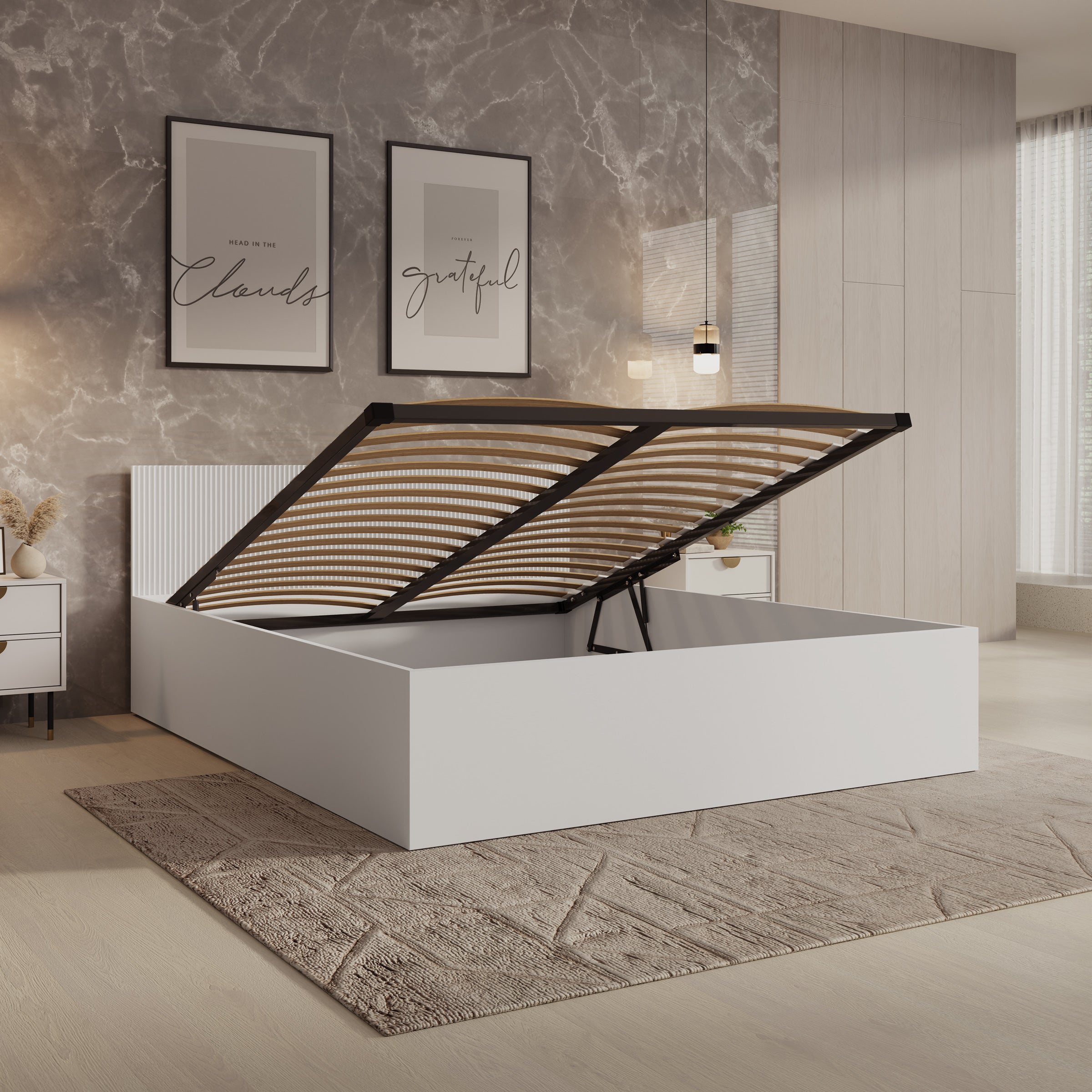Tavares - Tweepersoonsbed met opbergruimte - Wit - 160x200 cm
