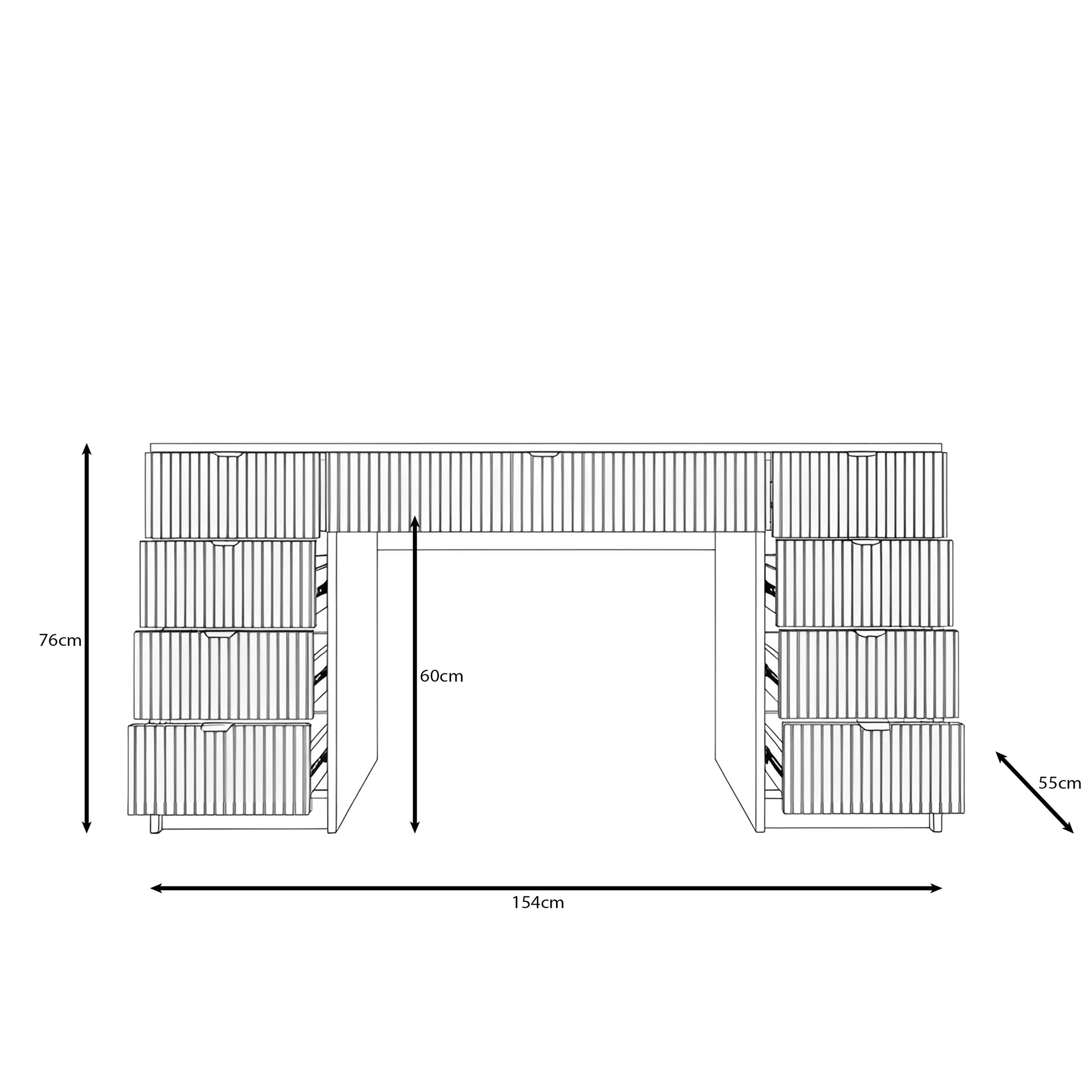 Tavares 2 - Bureau - Donker eikenpatroon - 154x55x76 cm