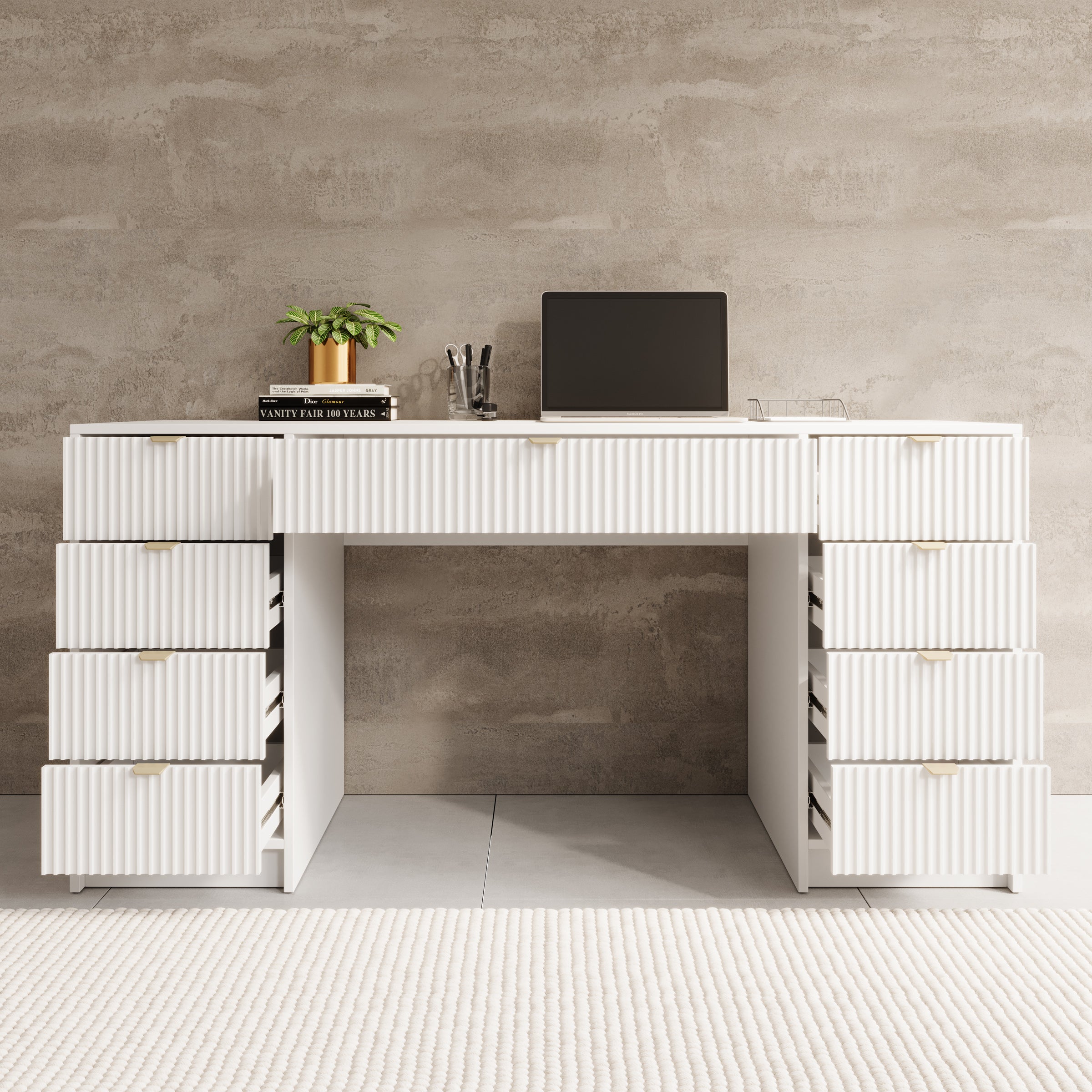 Tavares 2 - Bureau - Wit - 154x55 cm