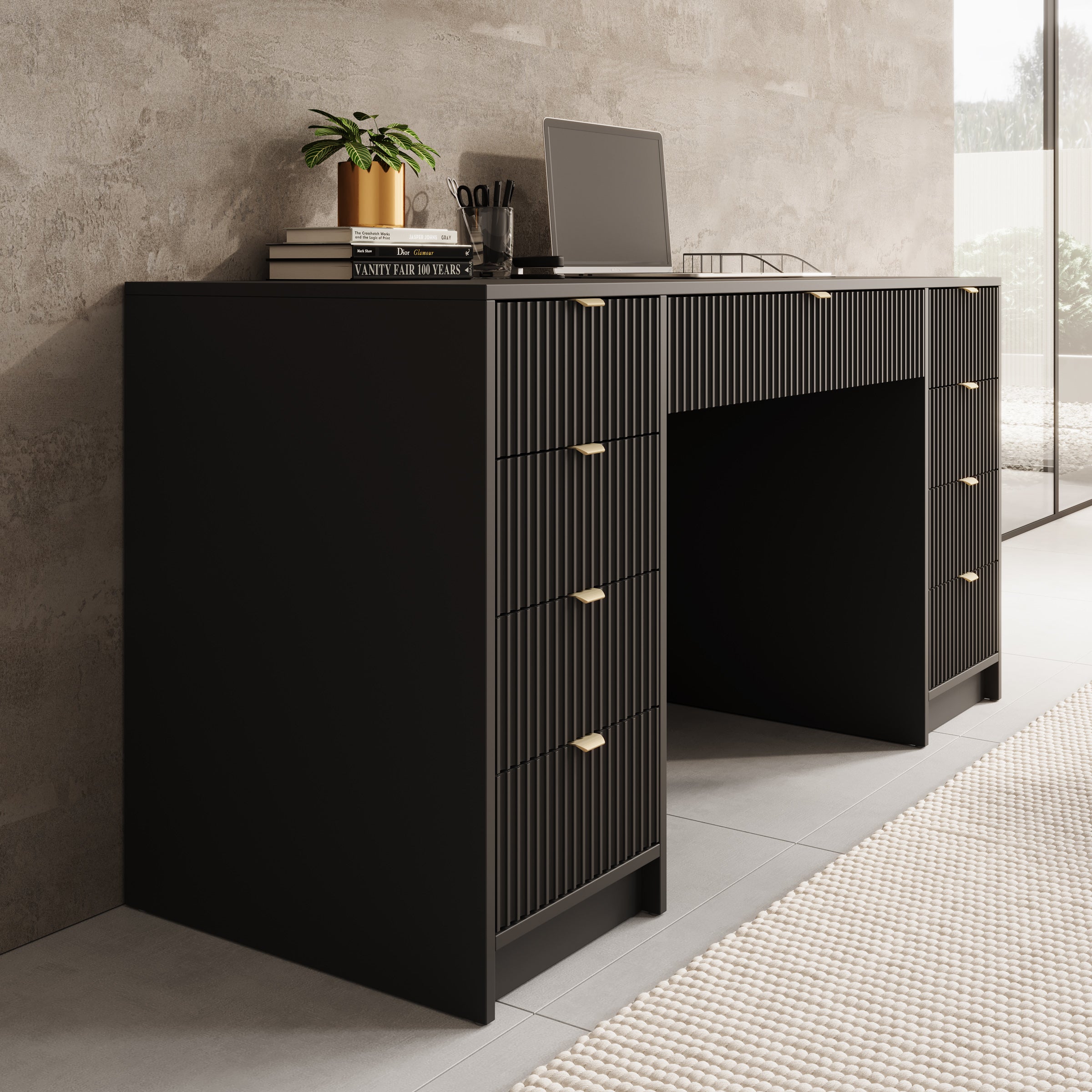 Tavares 2 - Bureau - Zwart - 154x55 cm