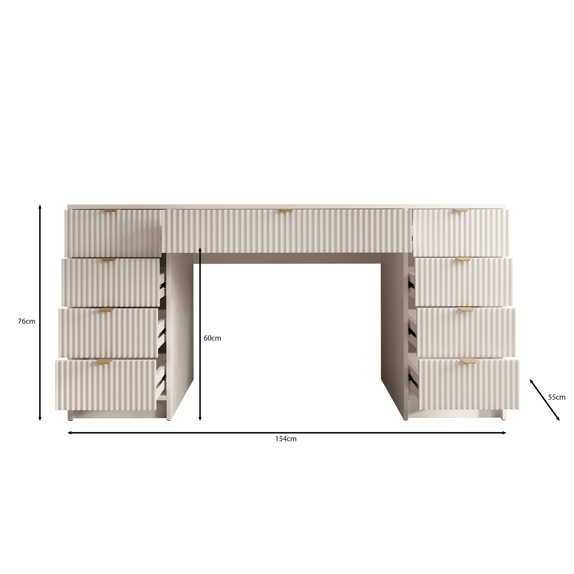 Tavares 2 - Kaptafel - Wit - 154x55x76 cm