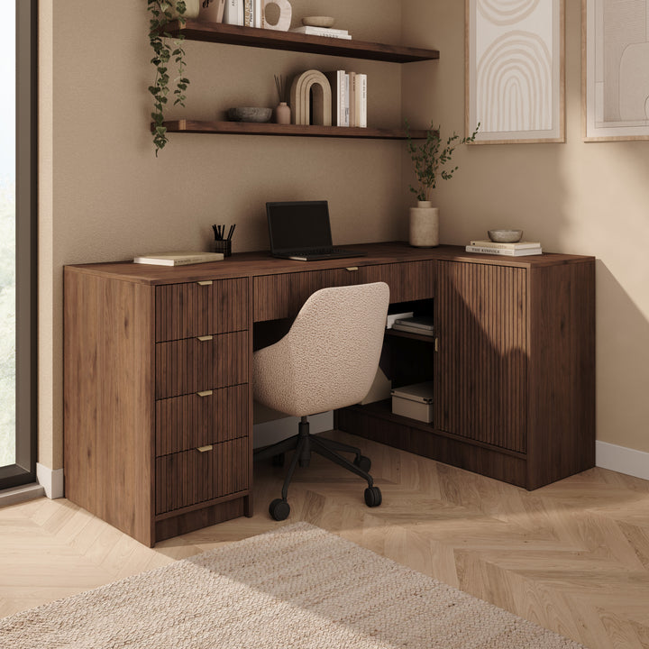 Tavares 3 - Bureau - Donker eikenpatroon - 158x98x76 cm