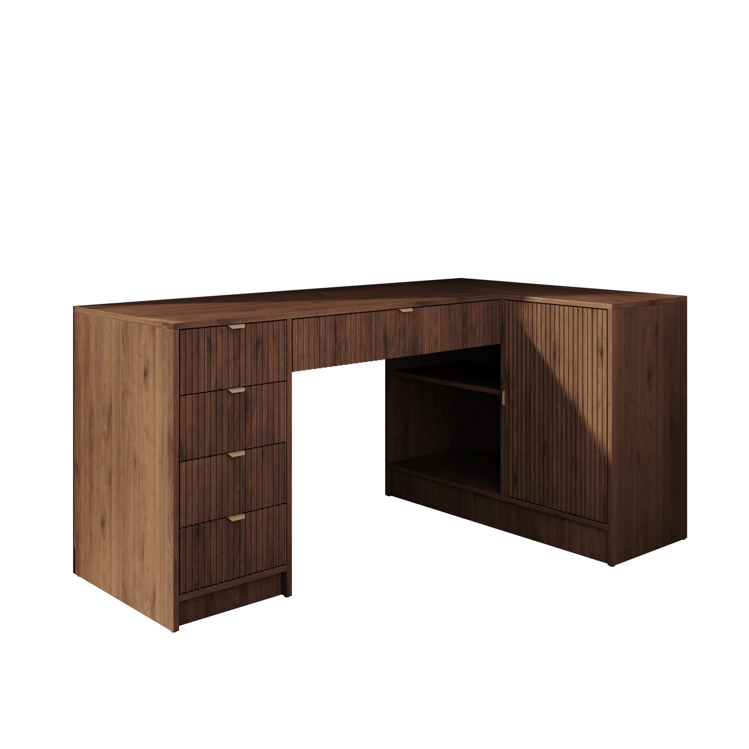 Tavares 3 - Bureau - Donker eikenpatroon - 158x98x76 cm