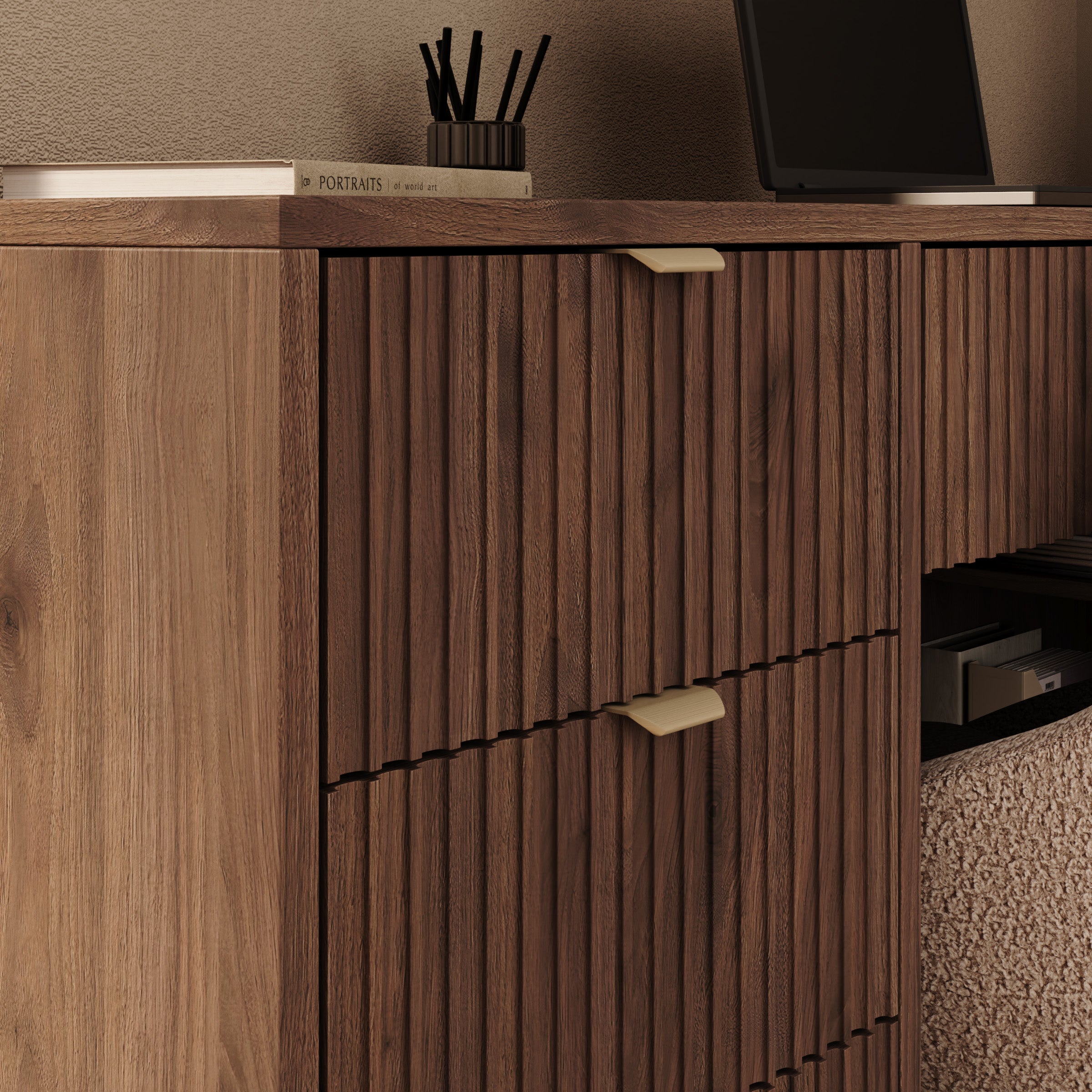 Tavares 3 - Bureau - Donker eikenpatroon - 158x98x76 cm