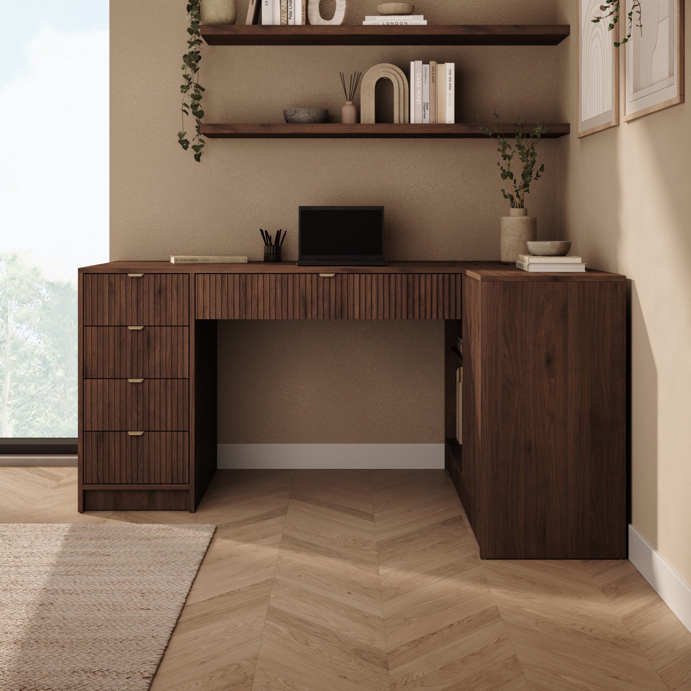 Tavares 3 - Bureau - Donker eikenpatroon - 158x98x76 cm