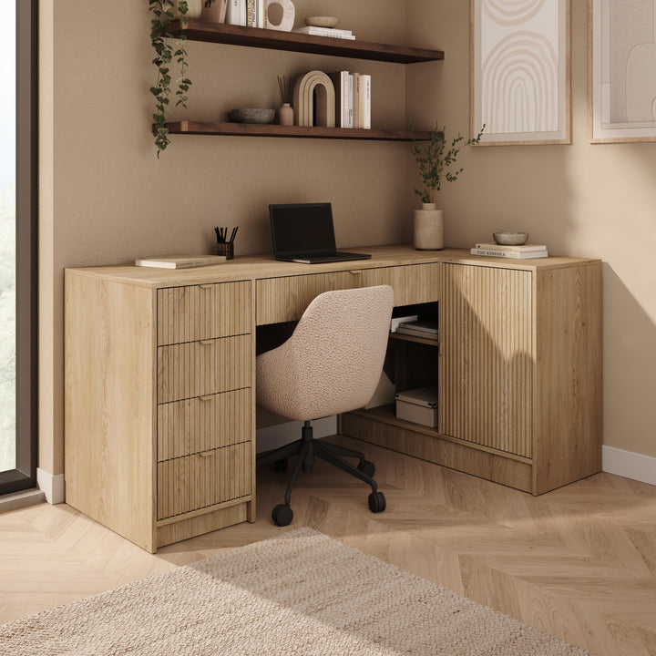 Tavares 3 - Bureau - Licht eikenpatroon - 158x98x76 cm