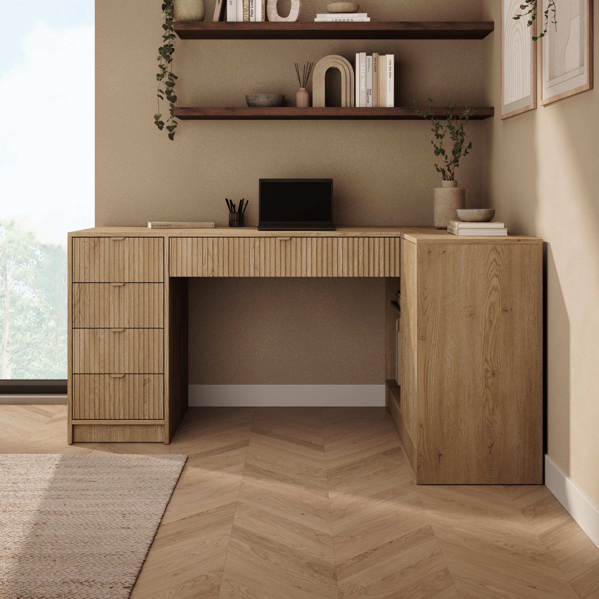 Tavares 3 - Bureau - Licht eikenpatroon - 158x98x76 cm