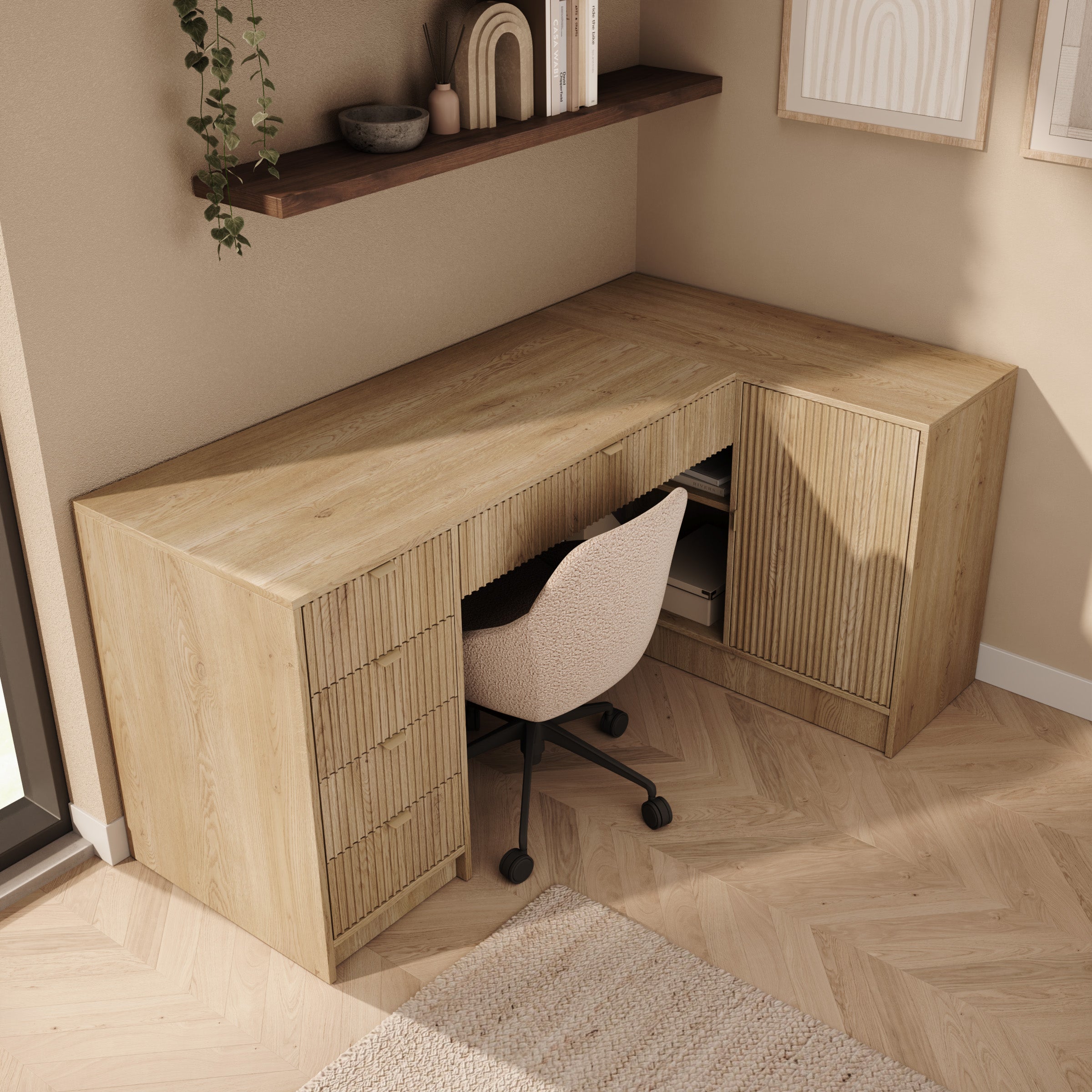 Tavares 3 - Bureau - Licht eikenpatroon - 158x98x76 cm