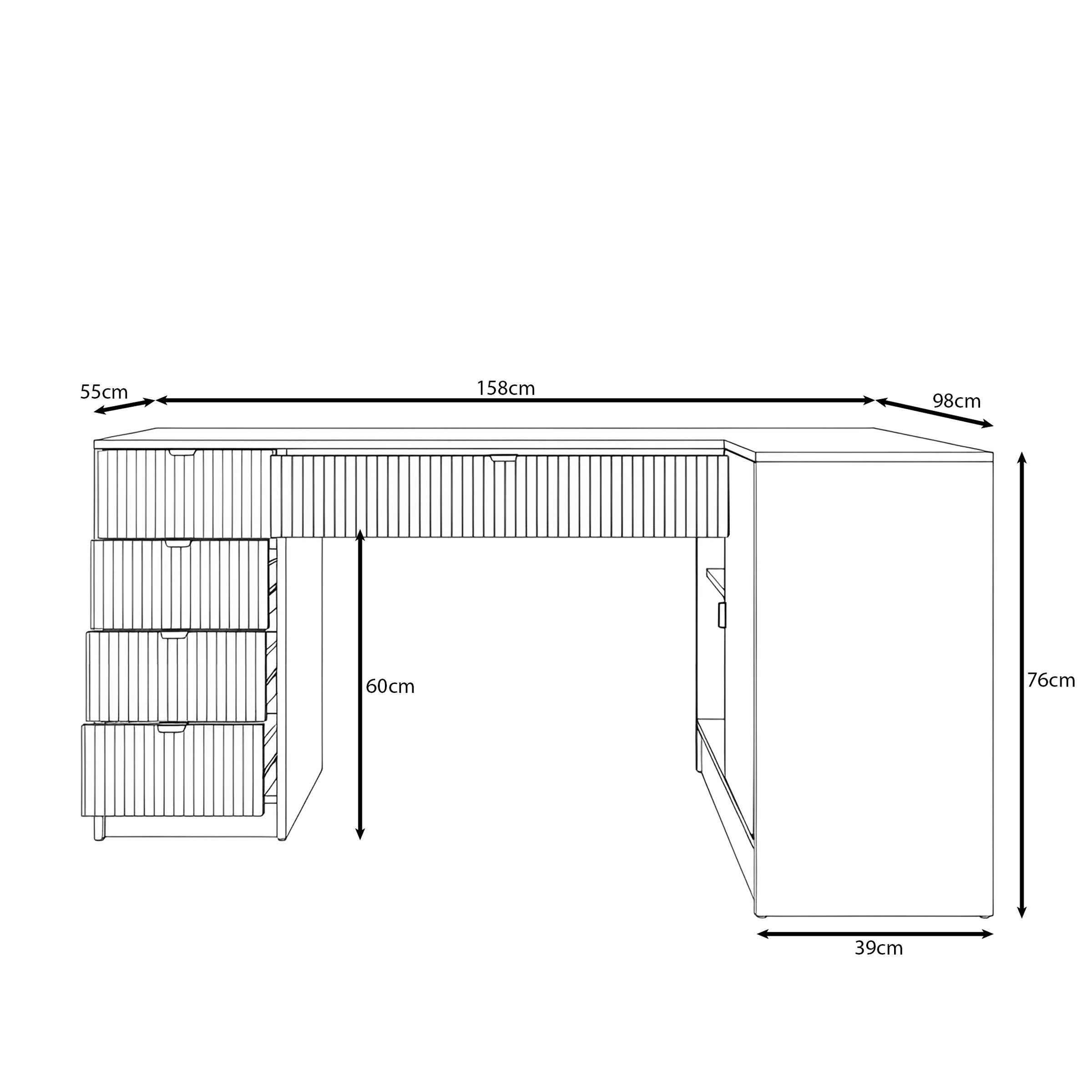 Tavares 3 - Bureau - Wit - 158x98x76 cm