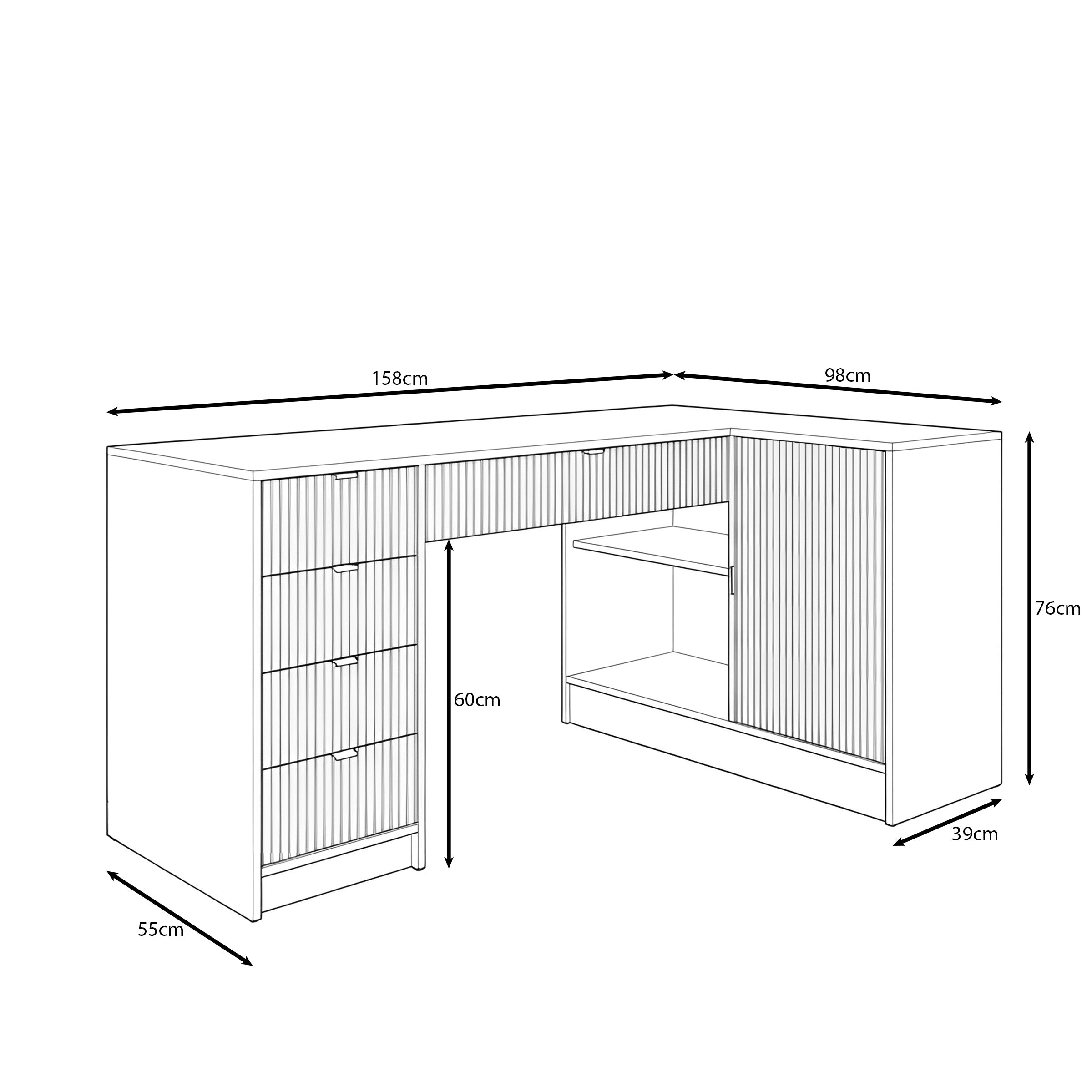 Tavares 3 - Bureau - Wit - 158x98x76 cm