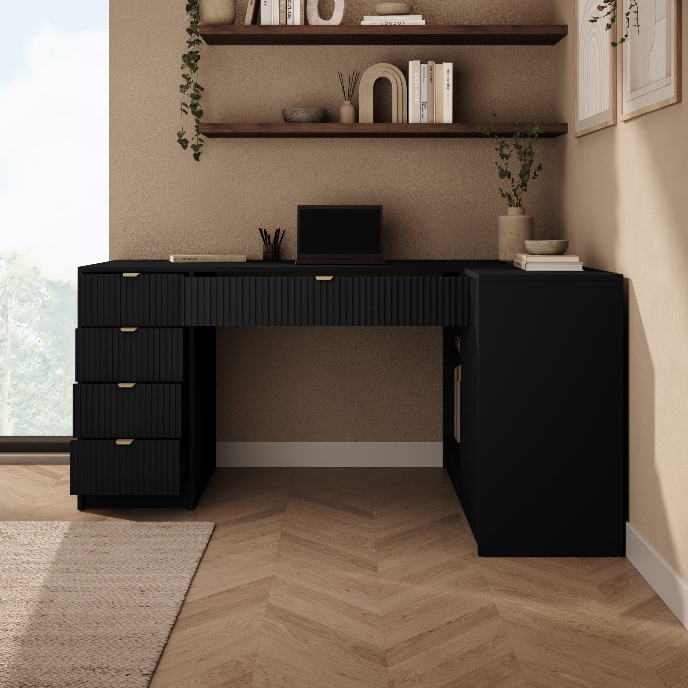 Tavares 3 - Bureau - Zwart - 158x98x76 cm