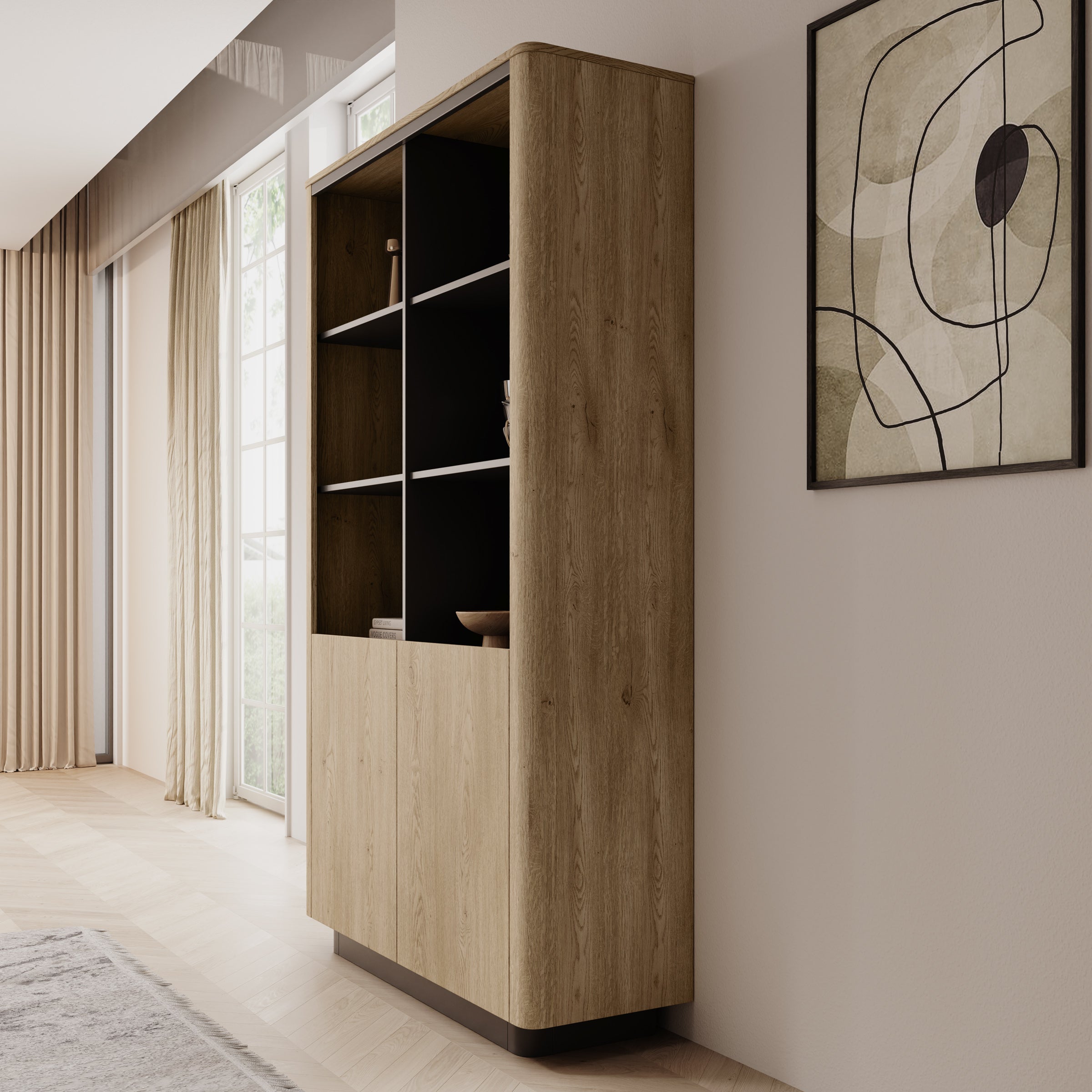 Taywan - Boekenkast - Eiken - 113x38x190 cm