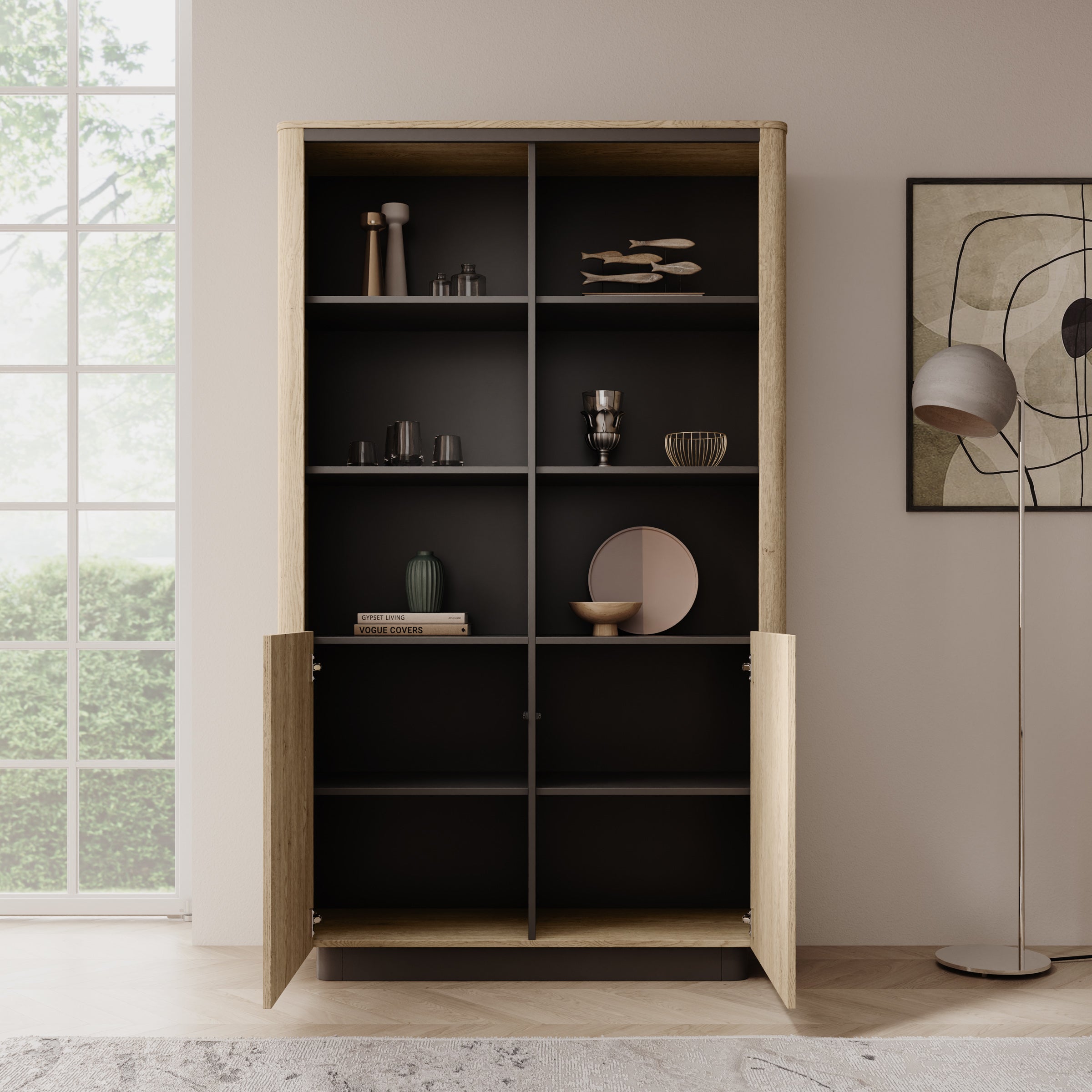 Taywan - Boekenkast - Eiken - 113x38x190 cm